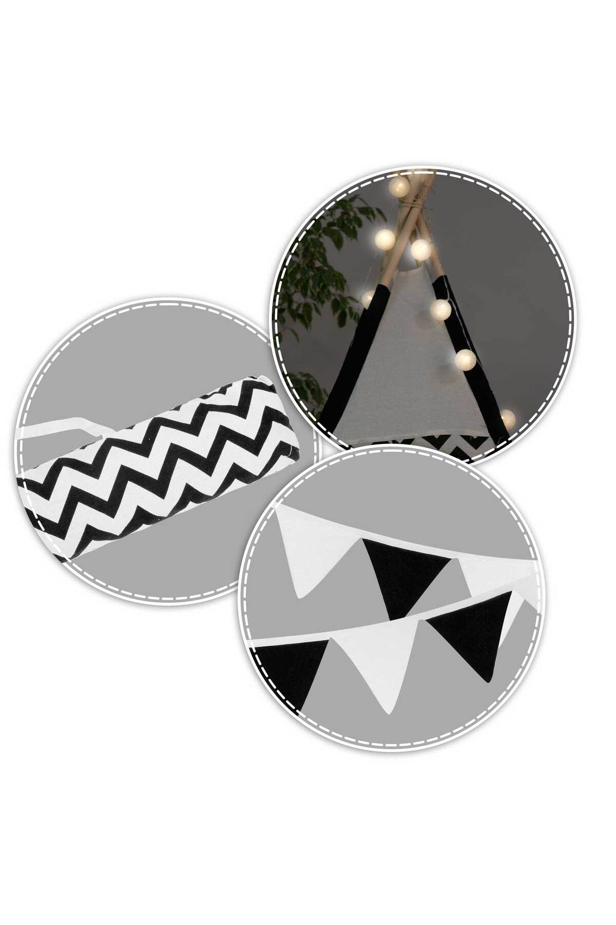 ideal STORE-idealStore TIPI Play Tent with Lights, Tipi model, Natural Cotton, with Cushions, Insulating Mat, Str 6