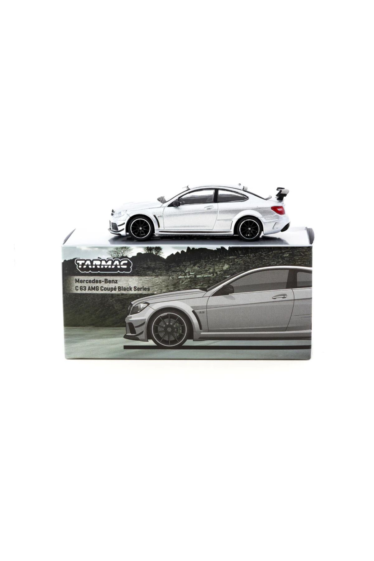 Tarmac Works 1:64 Mercedes-Benz C63 AMG Coupe Black Series Gümüş Metalik Diecast Model Araba (2025 Ü