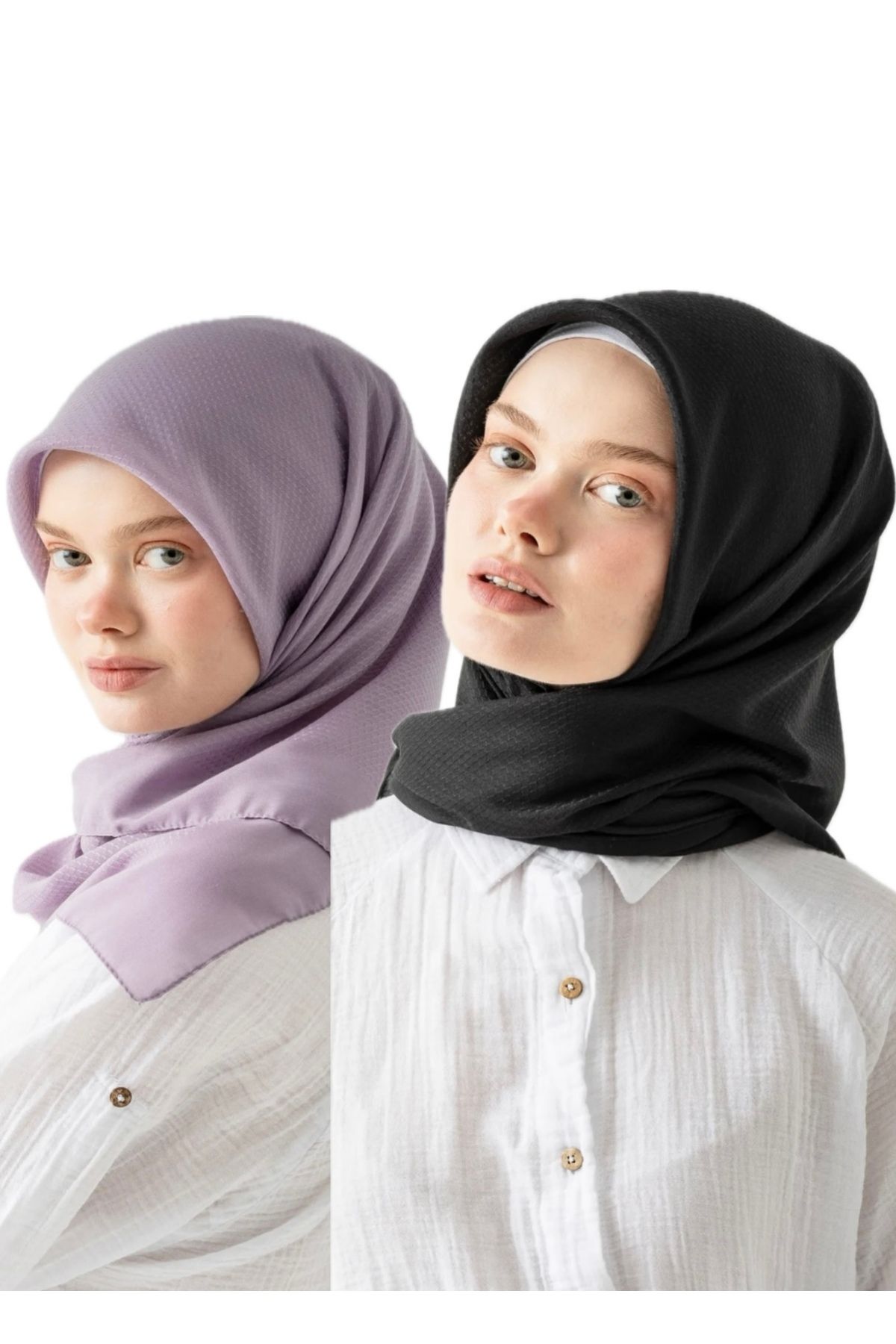 Minii Tuhafiye 2Adet| 100×100 cm Jakarlı Soft Pamuk Eşarp – Düz Desen, Kırışmaz & Şık