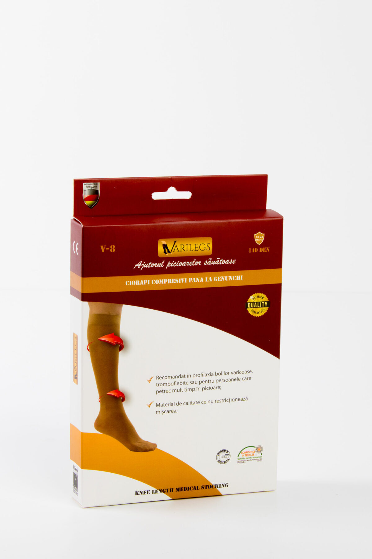 İSP-Ciorapi Compresivi Medicali "VARILEGS V-8", Pana la Genunchi, Grad de compresie 18-22 MmHg, S, 32 3 4