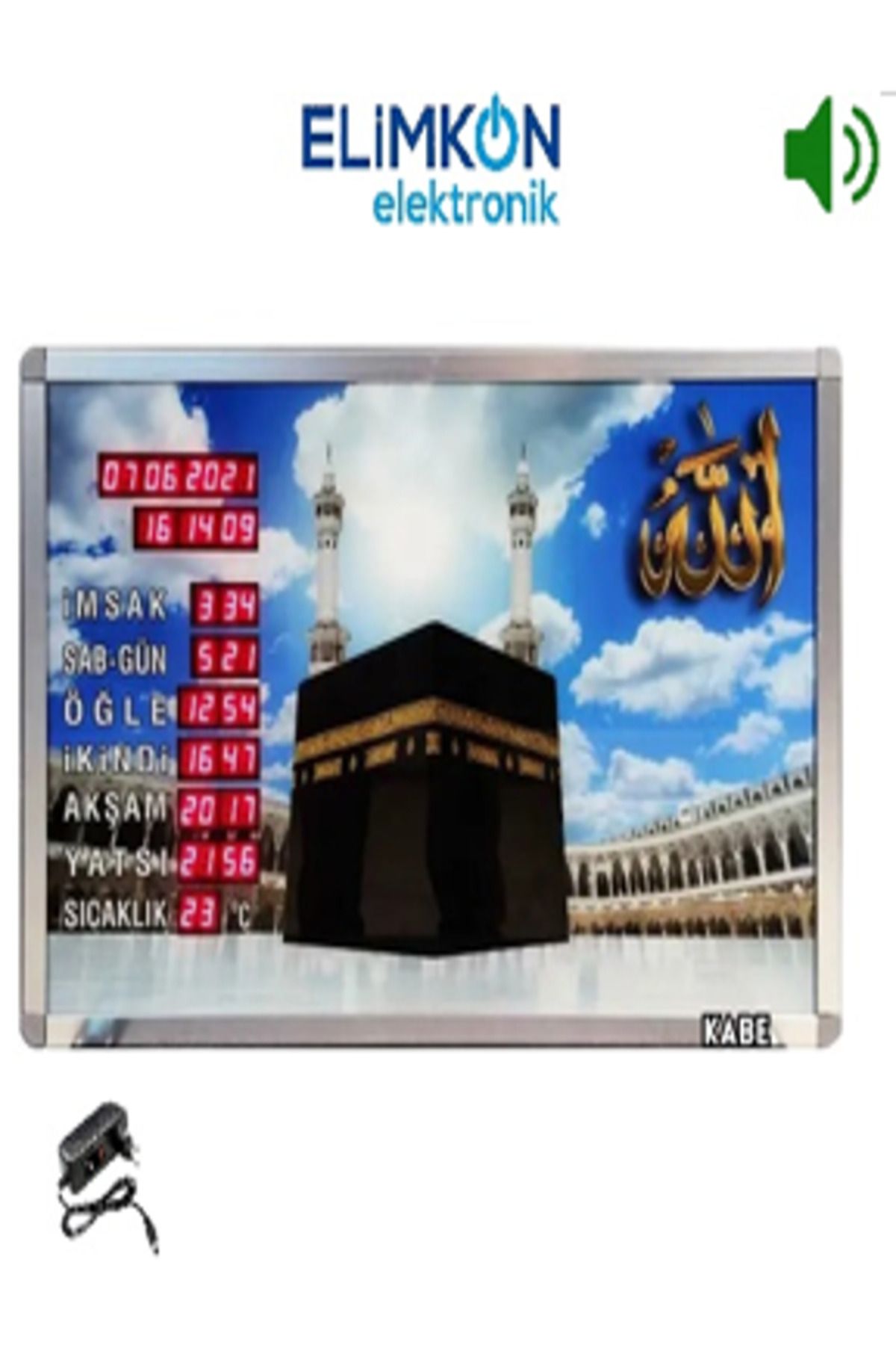 Elimkon VAKİTMATİK DİJİTAL İMSAKİYE DİJİTAL BASKILI EZANLI SAAT KABE