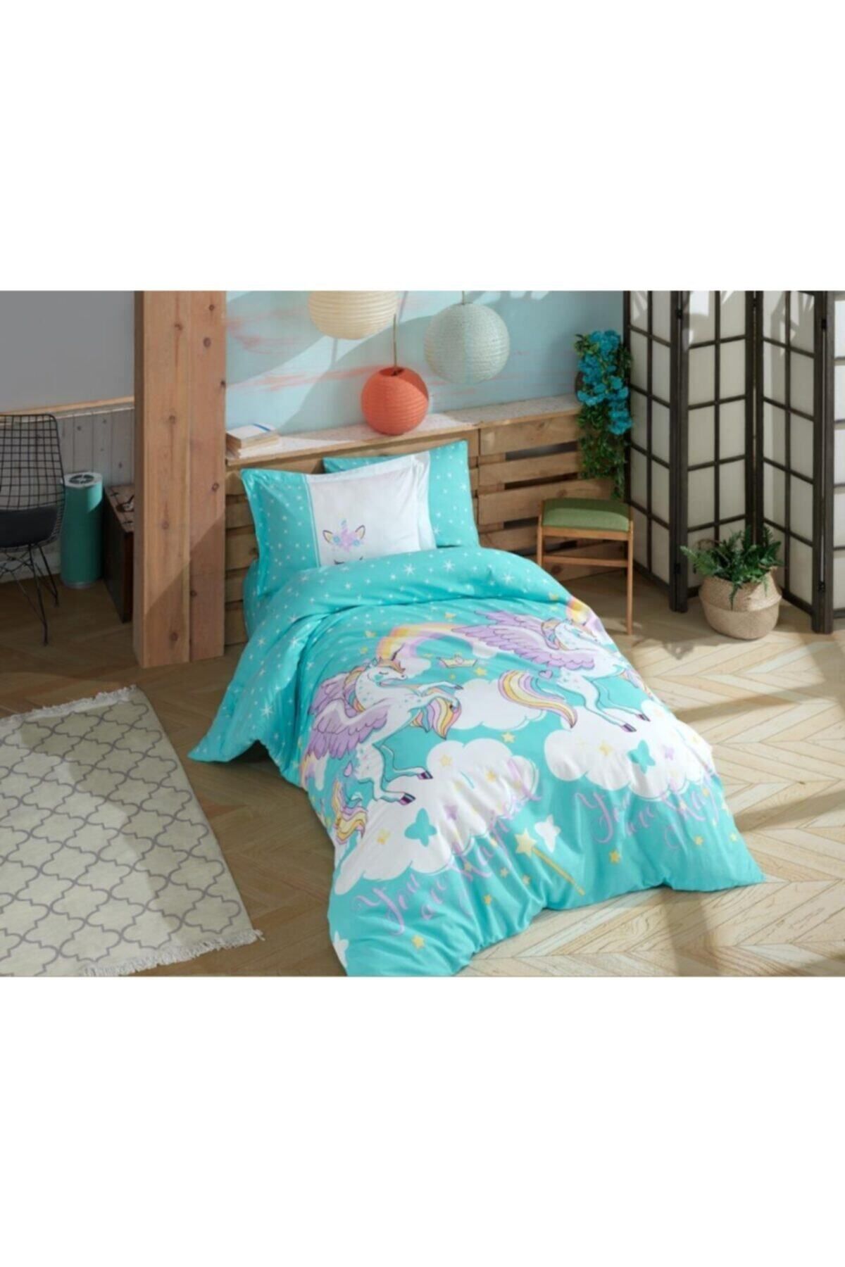 Hobby home collection Magical Aqua Tek Kişilik Poplin Nevresim Takımı