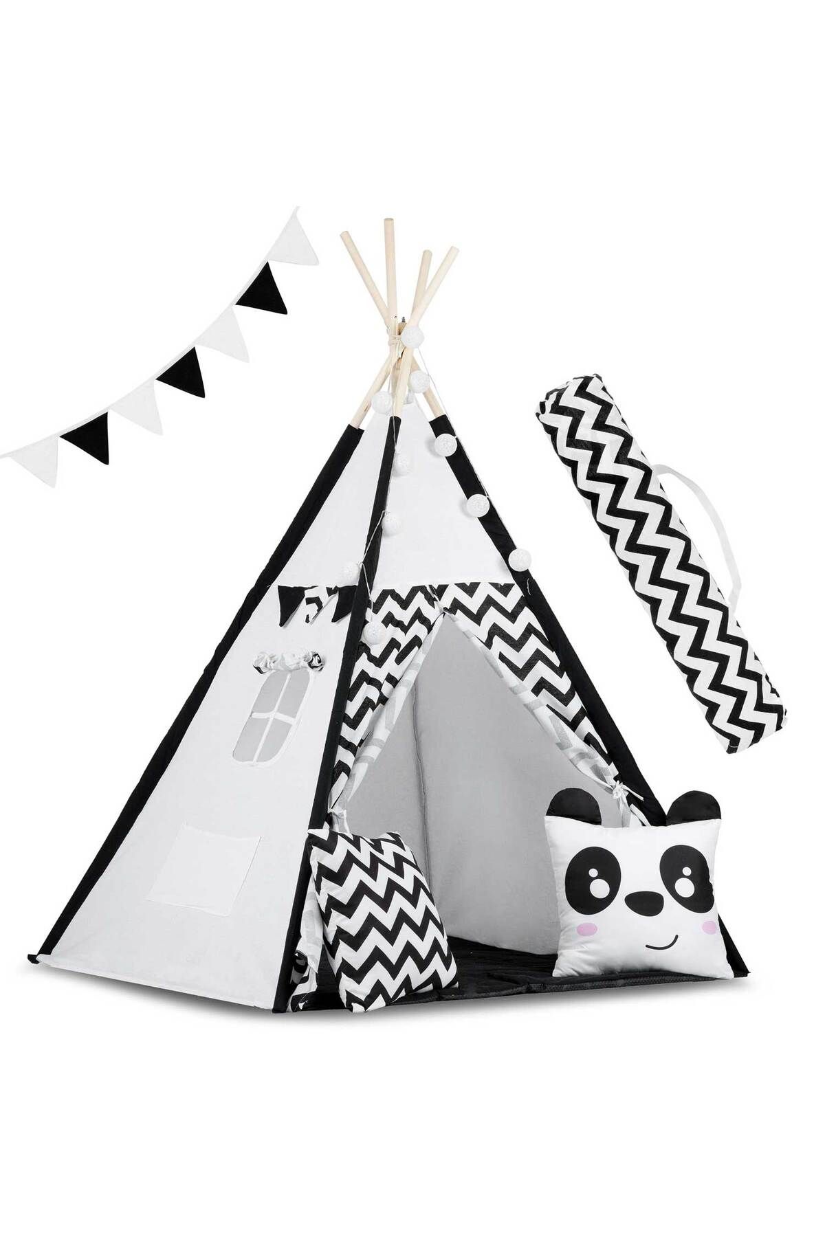 ideal STORE-idealStore TIPI Play Tent with Lights, Tipi model, Natural Cotton, with Cushions, Insulating Mat, Str 2