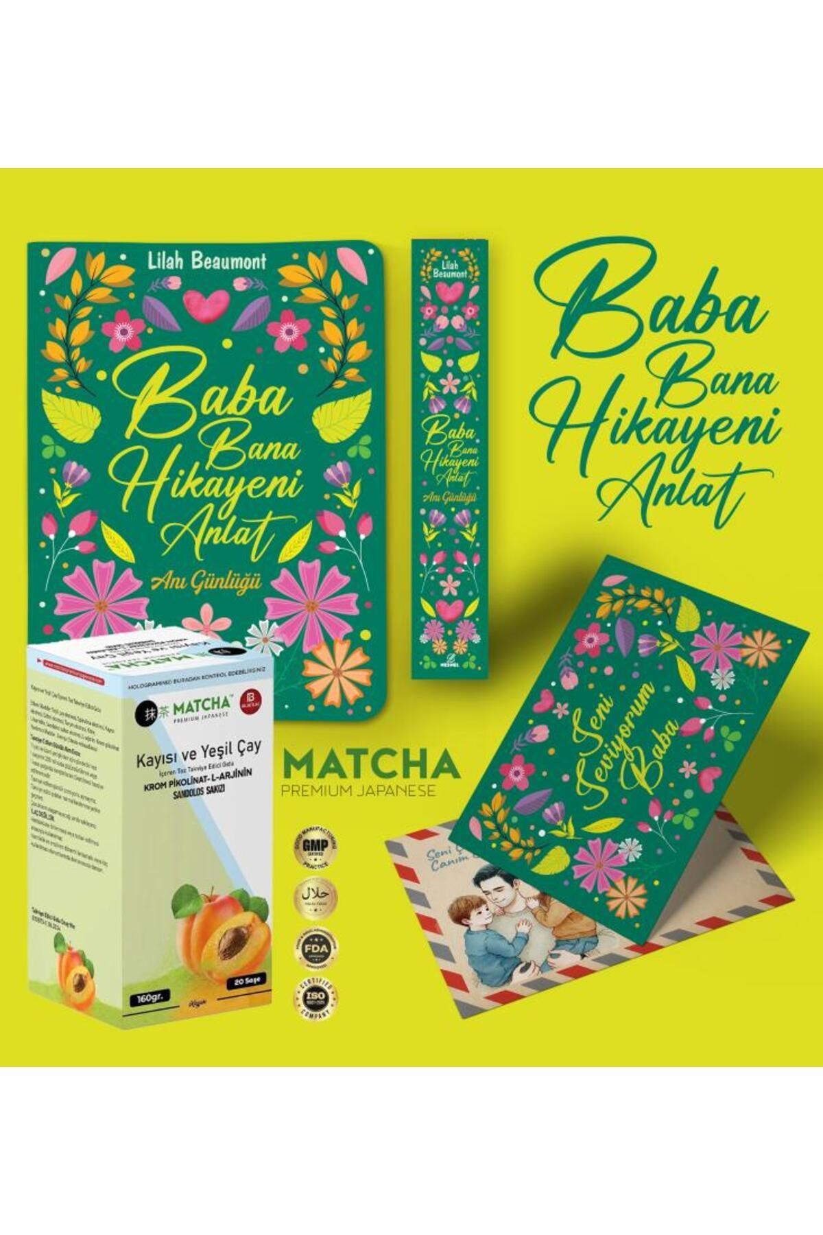nesnel yayınlar Baba Bana Hikayeni Anlat Ayraç Kartpostal - Kayısı Matcha Çayı