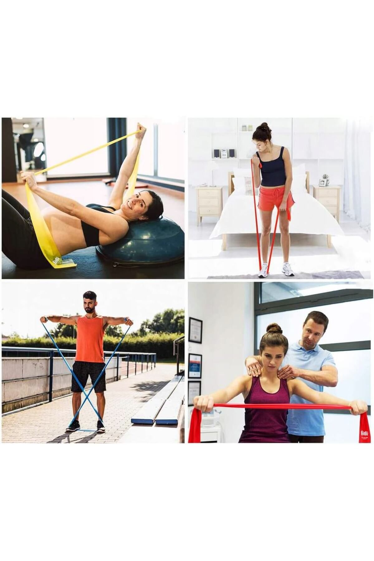 Fitli-Set 3 benzi elastice pentru exercitii , 3 niveluri de rezistenta, Multicolor 6