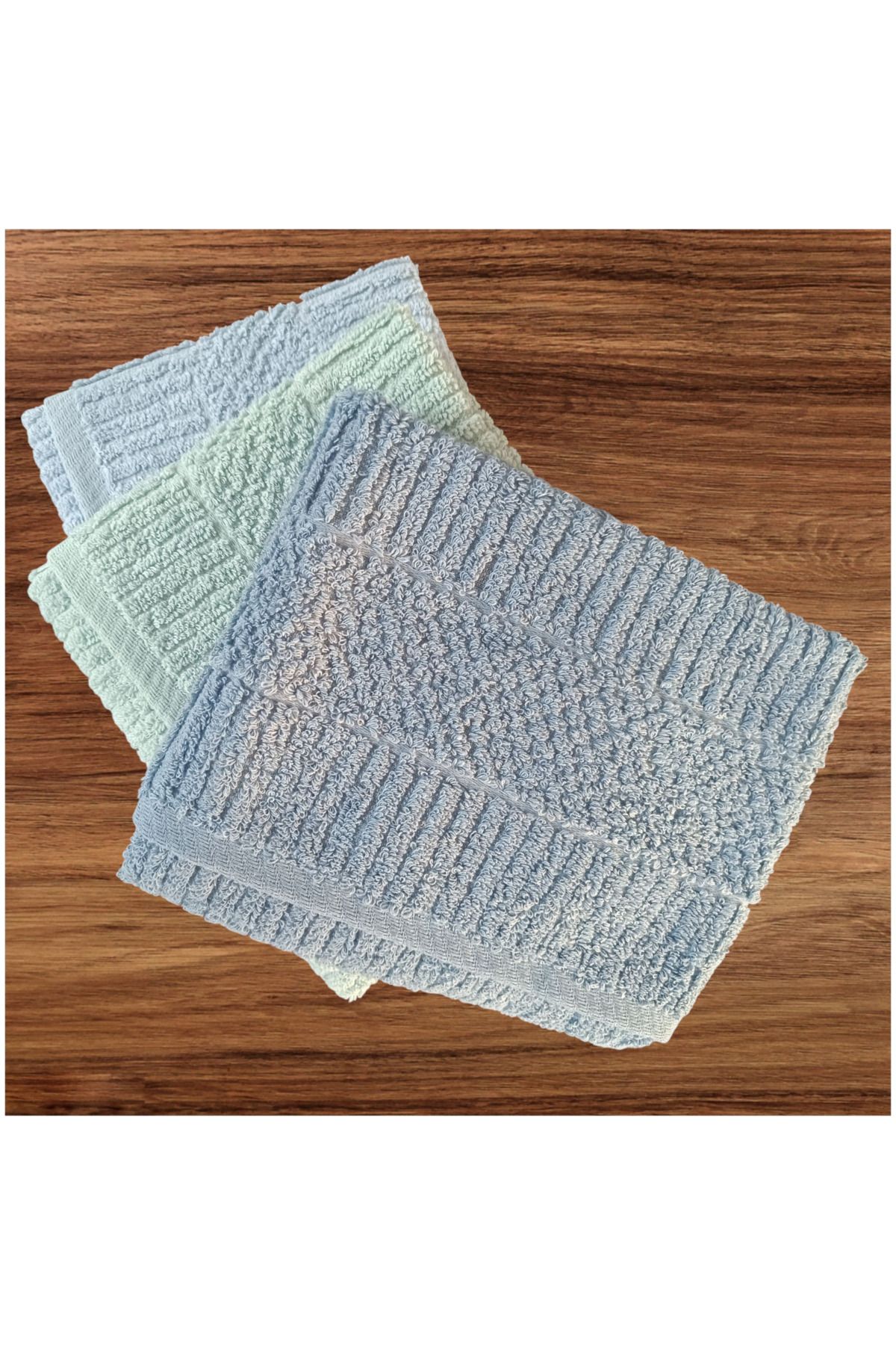 havloom Sütun Desenli Jakarlı El Havlusu - Yüz Havlusu - Baş Havlusu 3'lü Set Mavi - Petrol - Yeşil 50*90 cm