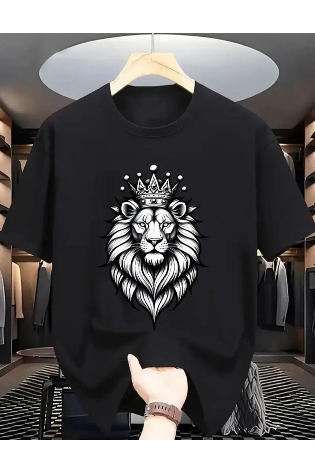 Panda Baskı Tekstil ASLAN BASKILI ÖZEL TASARIM OVERSİZE TSHİRT