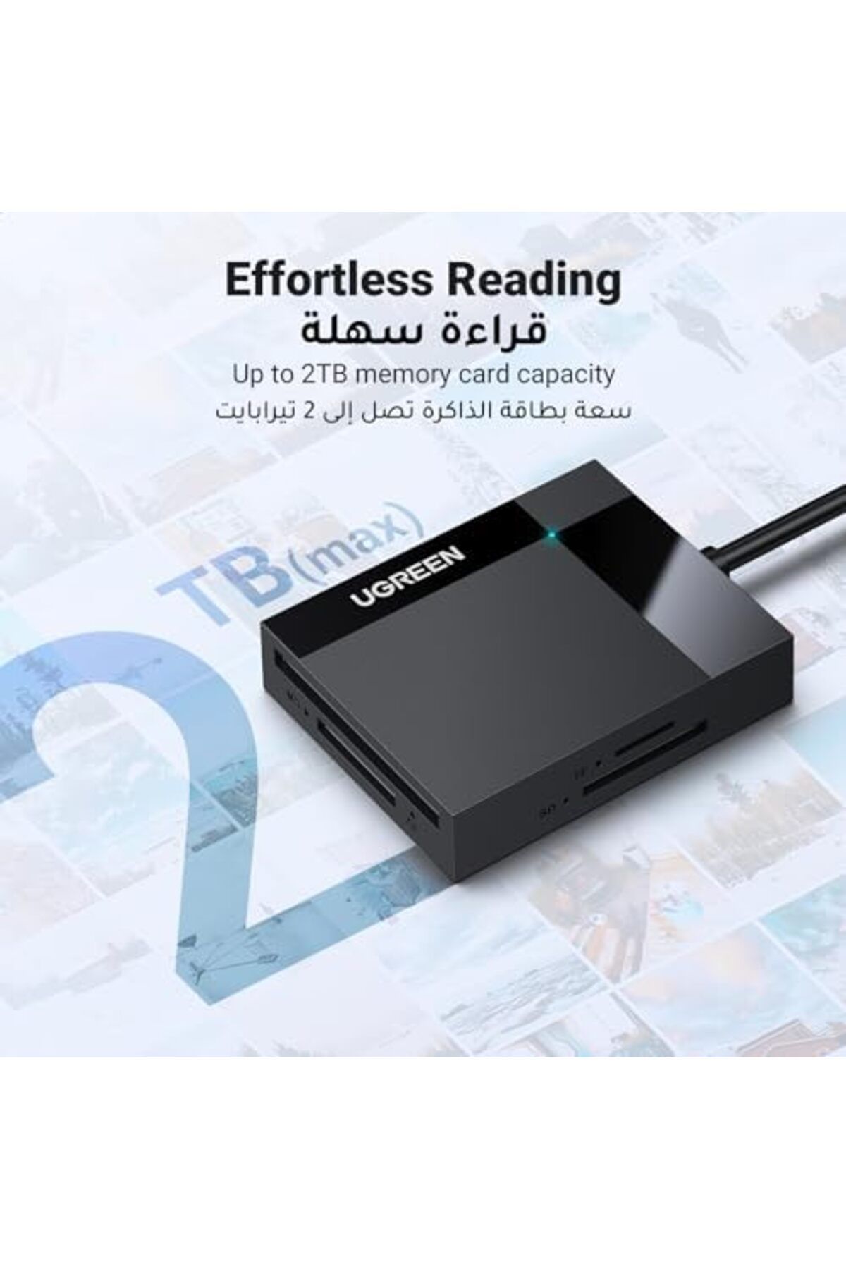 Ugreen-قارئ بطاقات USB 3.0 SD، محول ذاكرة 4 في 1 لقارئ بطاقات Micro SD - أسود 8