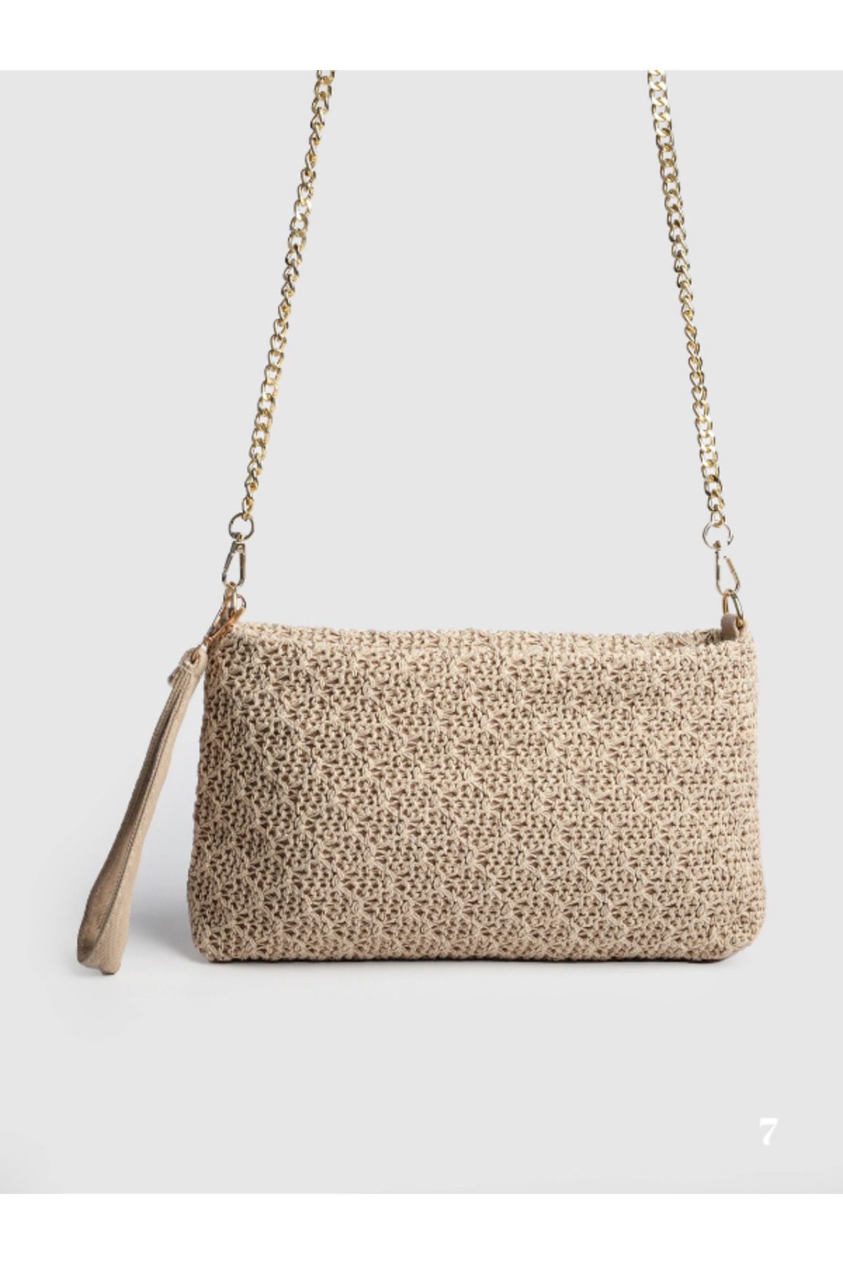 CHELLA İp Örgülü Zincir Askılı Clutch Çanta