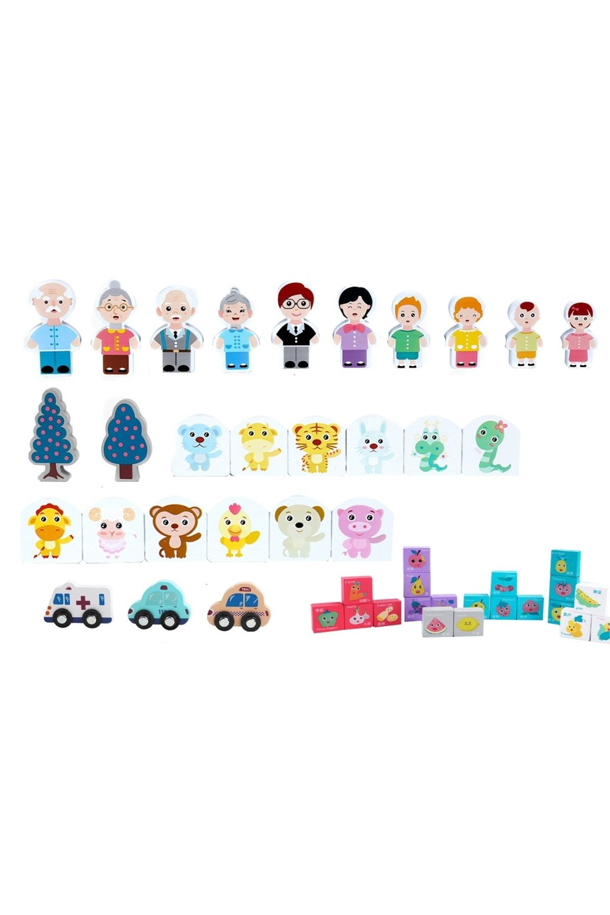 ideal STORE-The Merry Town idealSTORE Wooden Cube Construction Set, Includes Puzzle Mat, 184 elements 3