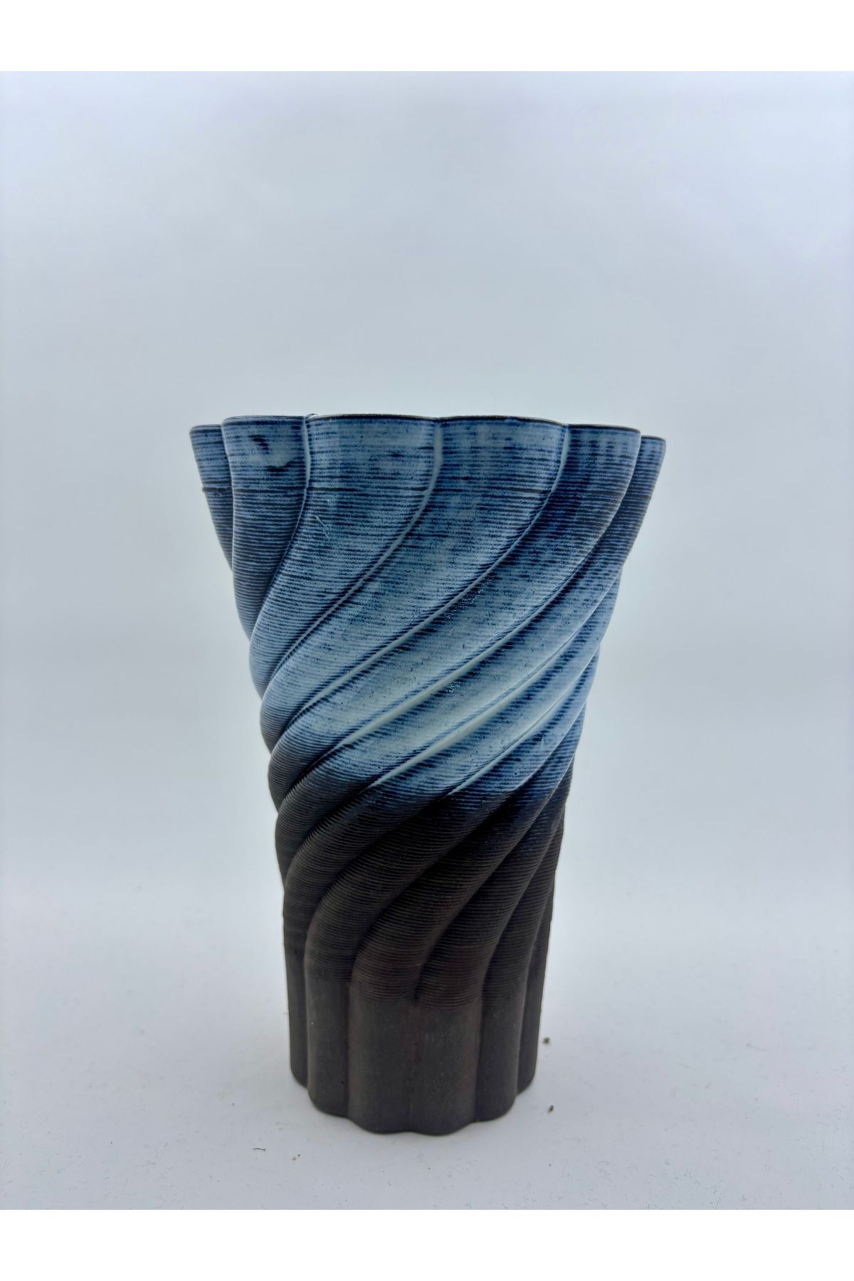 creamic studio Spiral Yüzeyli 3D Seramik Vazo 20x14 | Creamic Studio