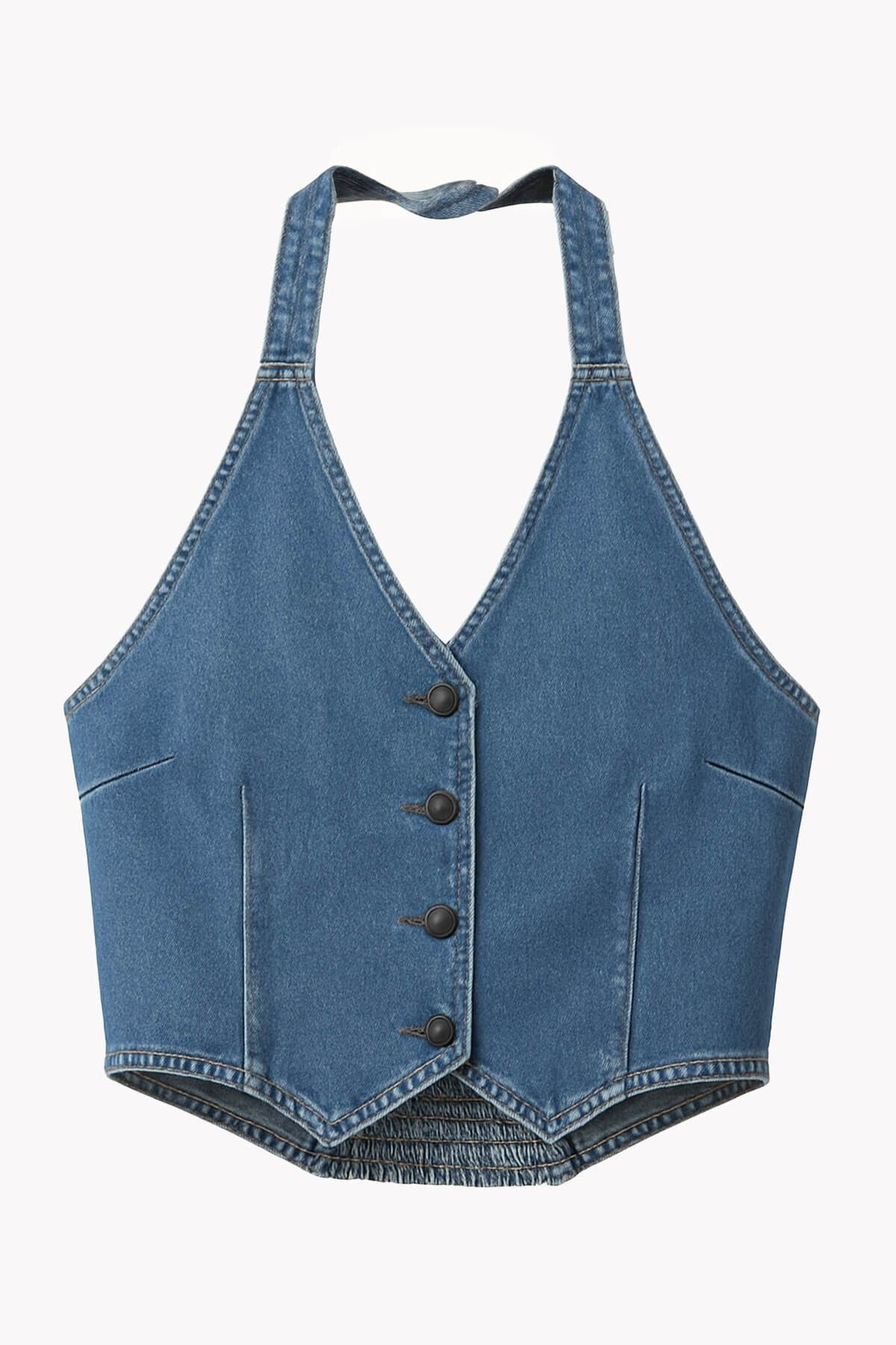 Bluewhite Kadın Açık Mavi Düğmeli Bağlamalı Crop Jean Büstiyer