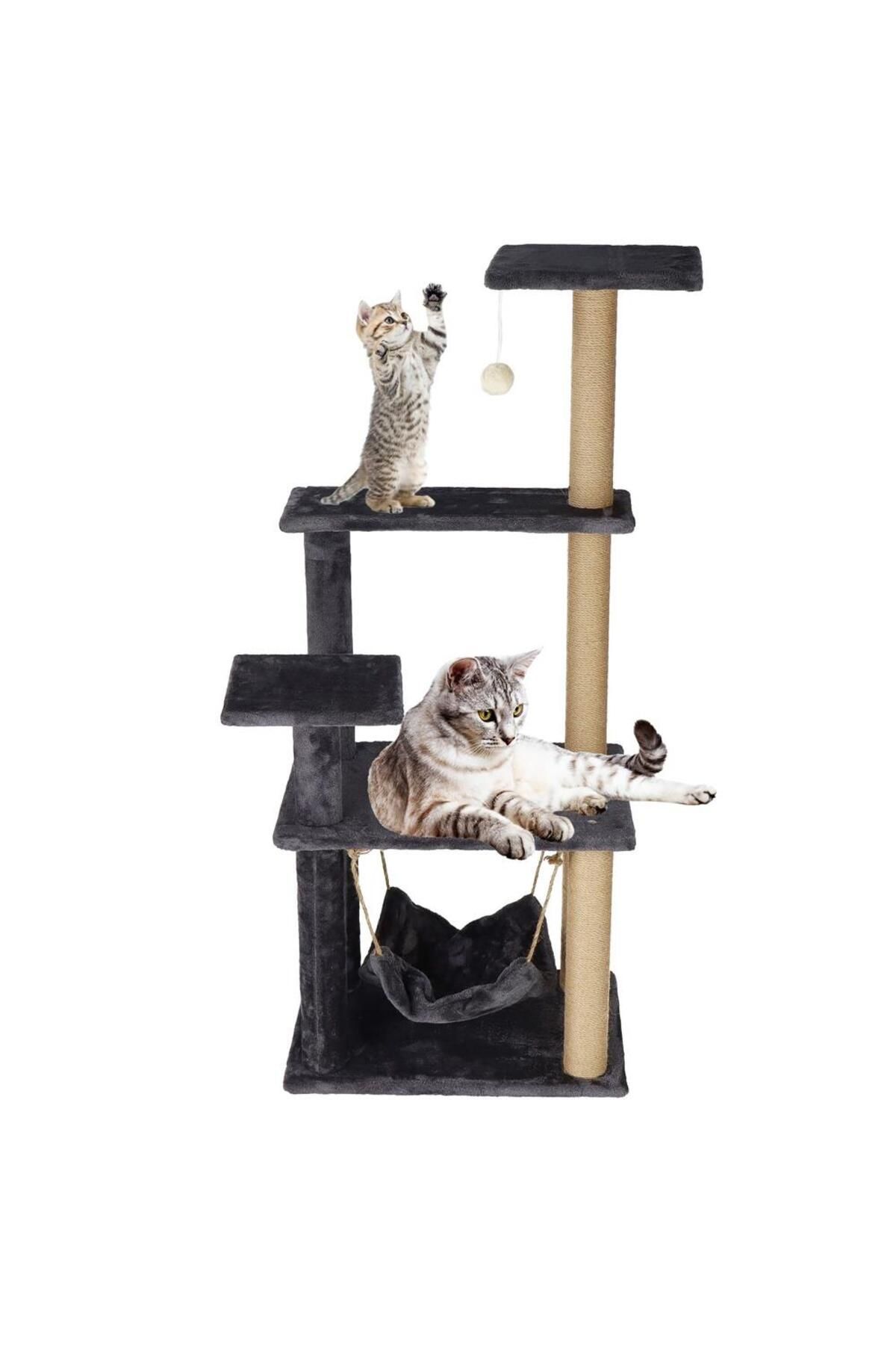 SERSIMO-Cat play set, with scratching post, hammock, ball, 121cm, graphite 8