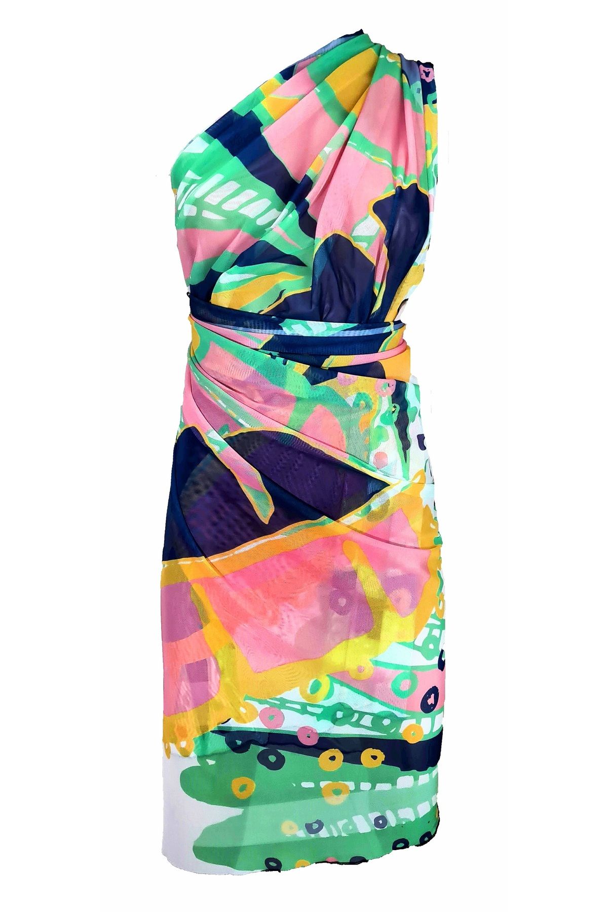 Bolder-Curve Mesh Transparent Soft Mint Pareo 3