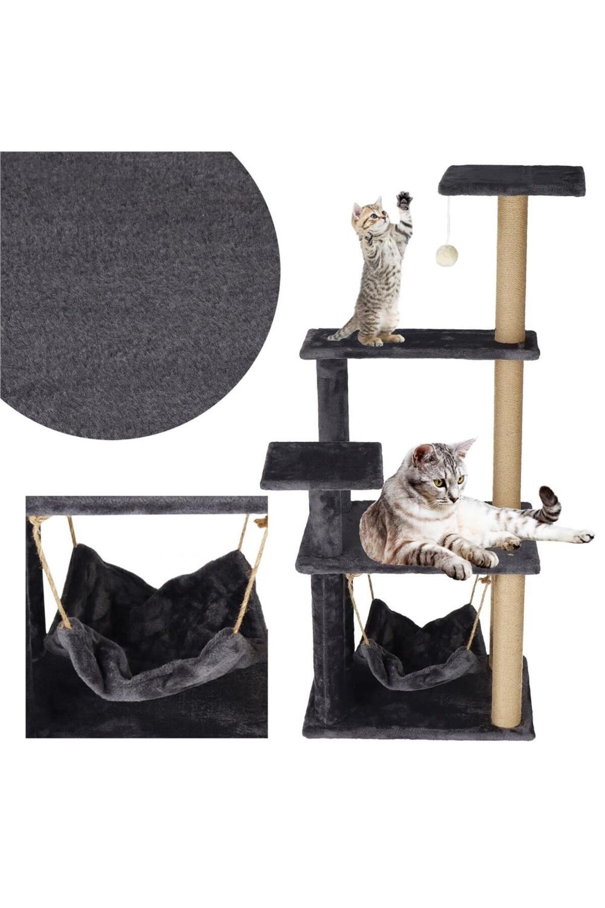 SERSIMO-Cat play set, with scratching post, hammock, ball, 121cm, graphite 9
