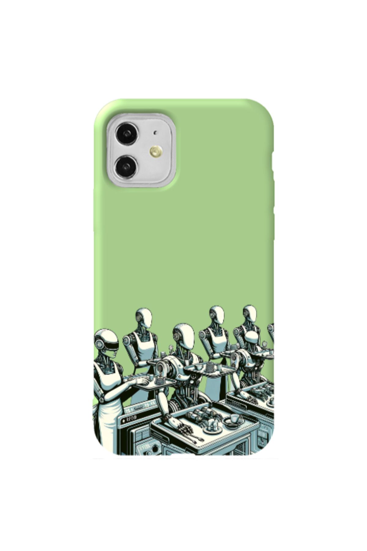Cach Cach Apple iPhone 11 Yemek Servisi Açık Yeşil Renkli Silikon Telefon Kılıfı