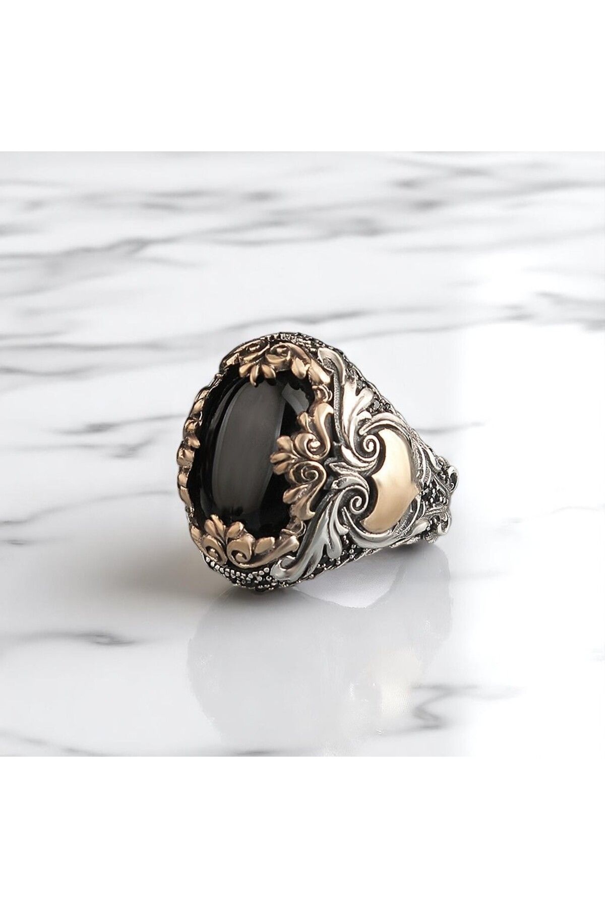 Asteria Jewelry Siyah Oniks Taşlı Gümüş Yüzük
