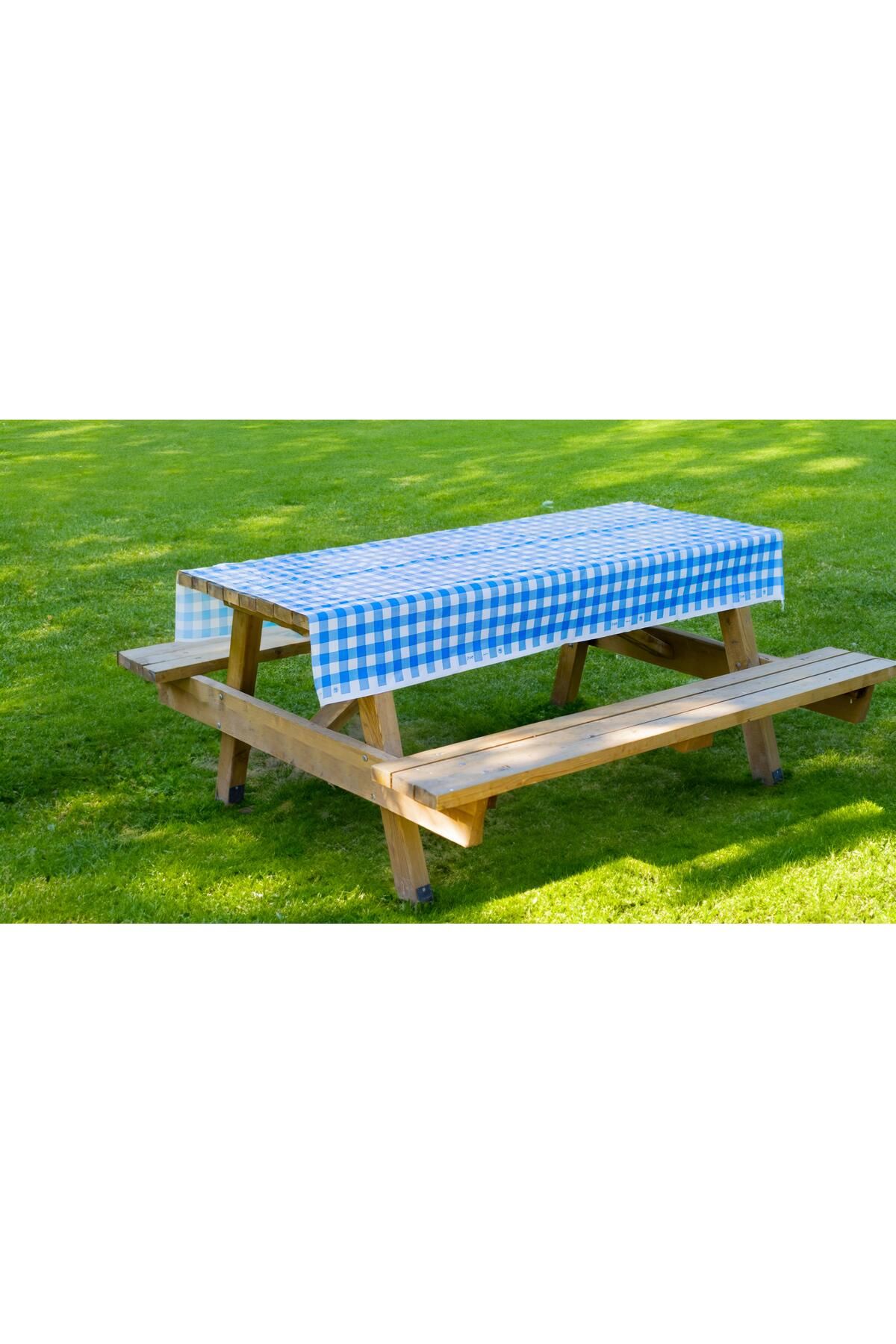 PALPAK MAVİ EKOSE DESENLİ SİLİNEBİLİR MASA ÖRTÜSÜ-120X230