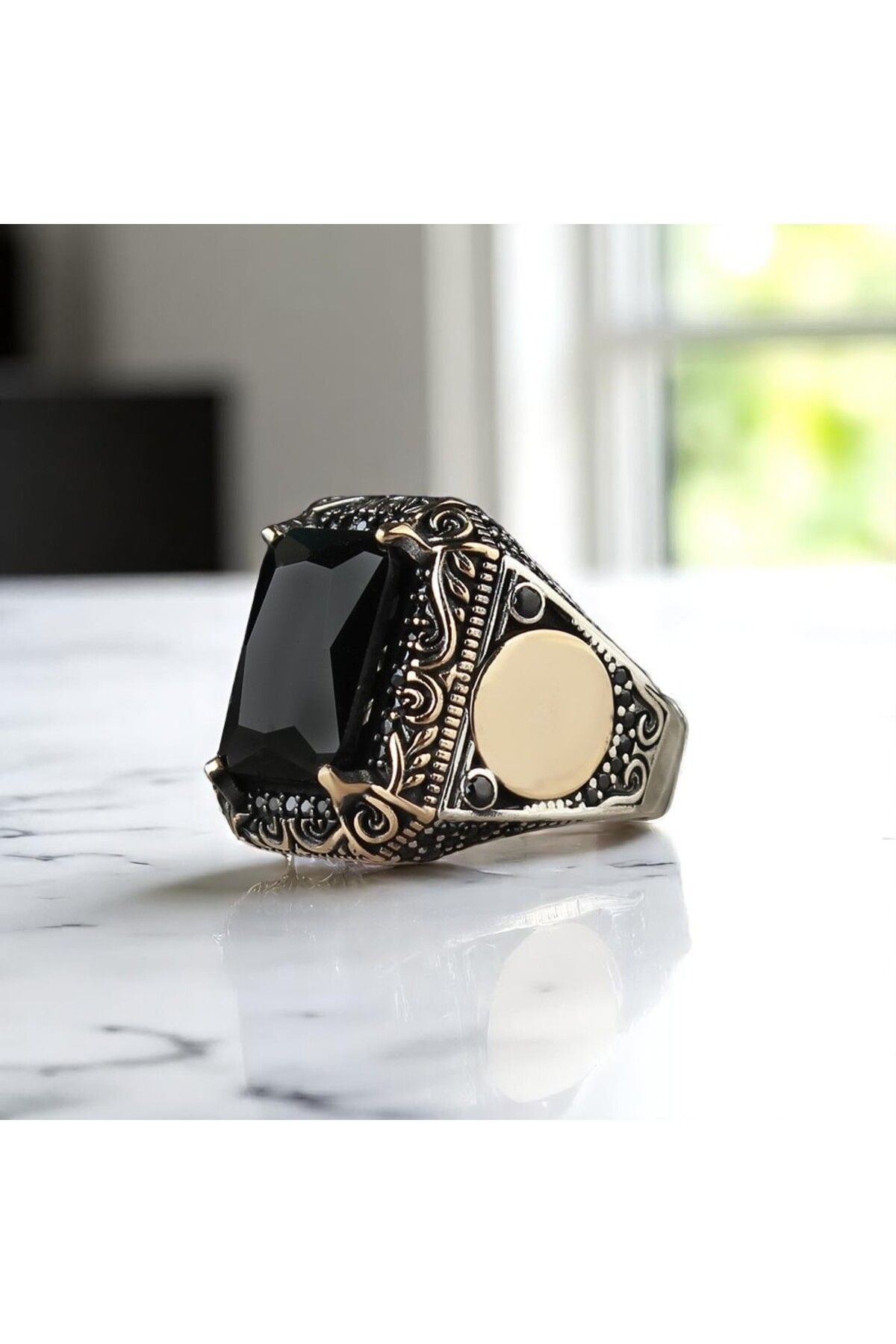 Asteria Jewelry Siyah Zirkon Taşlı Gümüş Yüzük