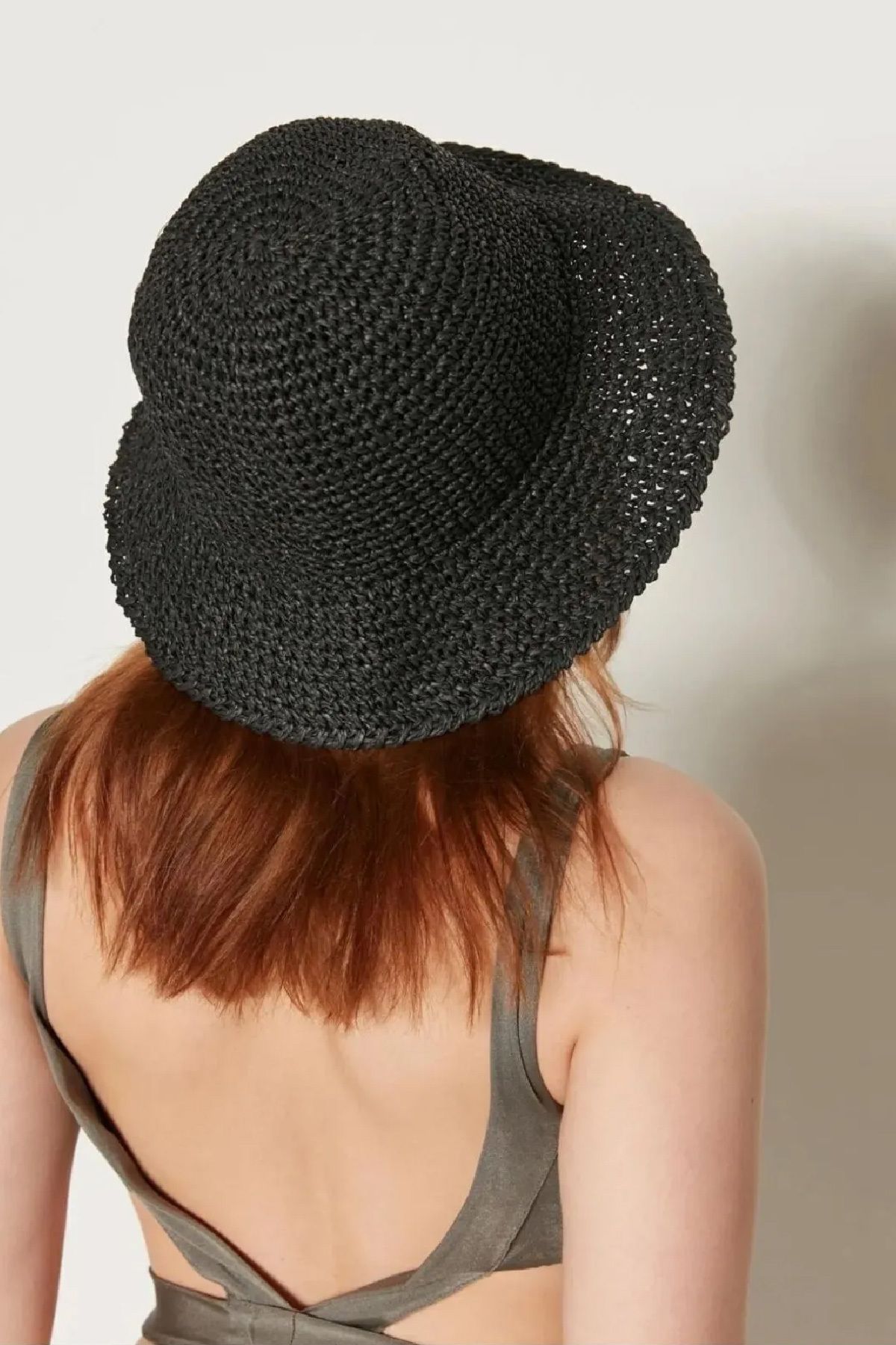EMNORA Basic Örgü Bucket Hasır Şapka Siyah