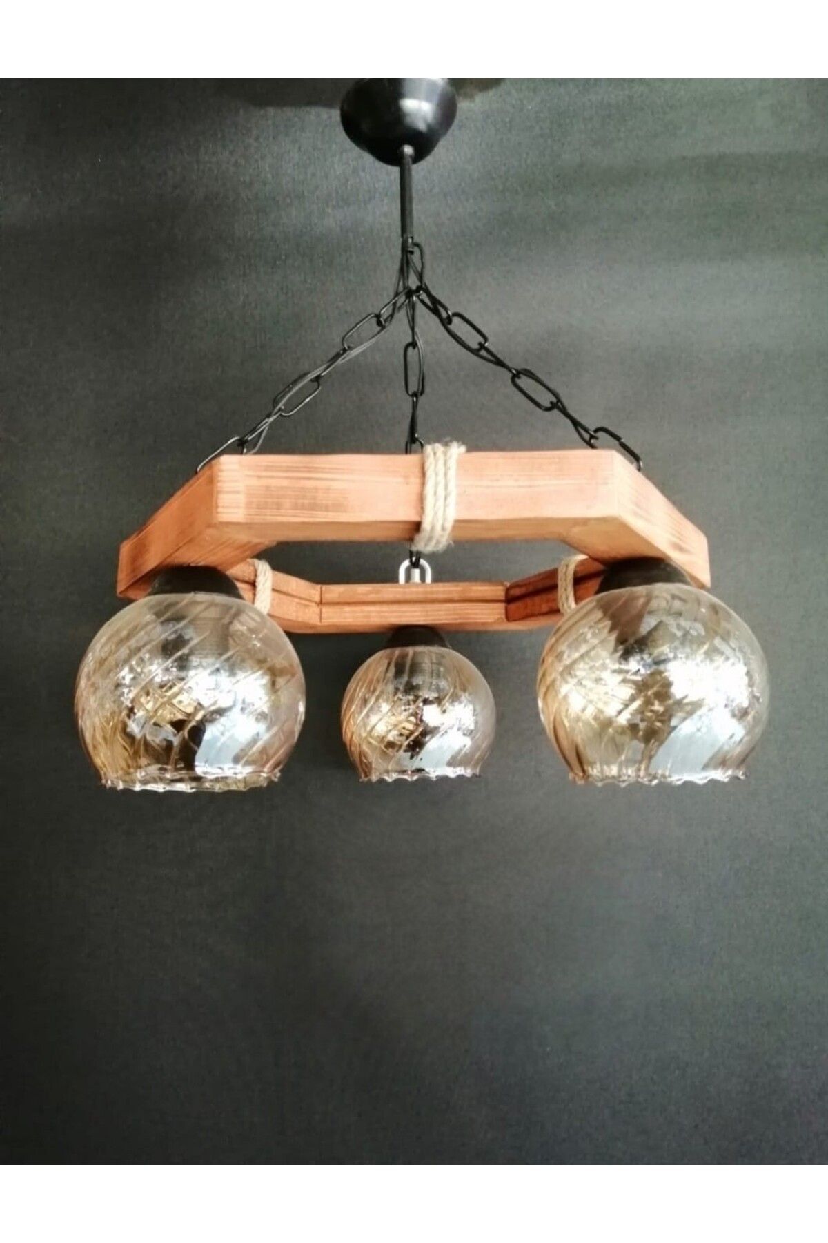 Home 3lü Ahşap Sarkıt Avize