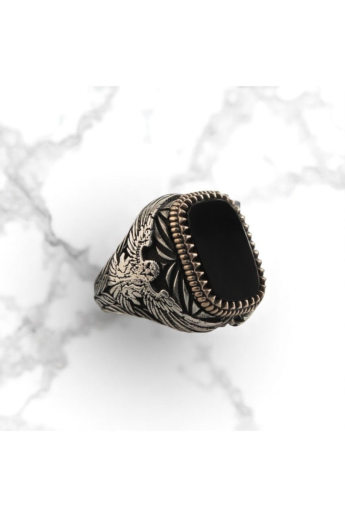 Asteria Jewelry Siyah Oniks Taşlı Gümüş Yüzük