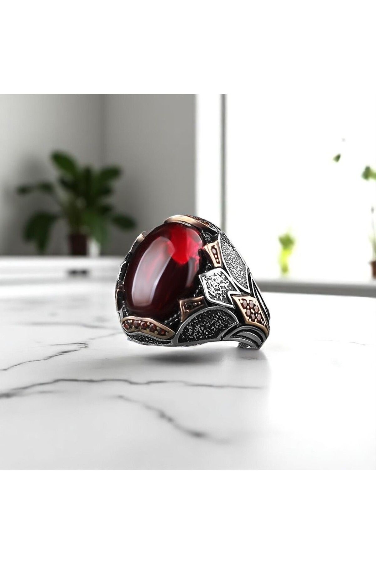 Asteria Jewelry Kırmızı Zirkon Taşlı Gümüş Yüzük