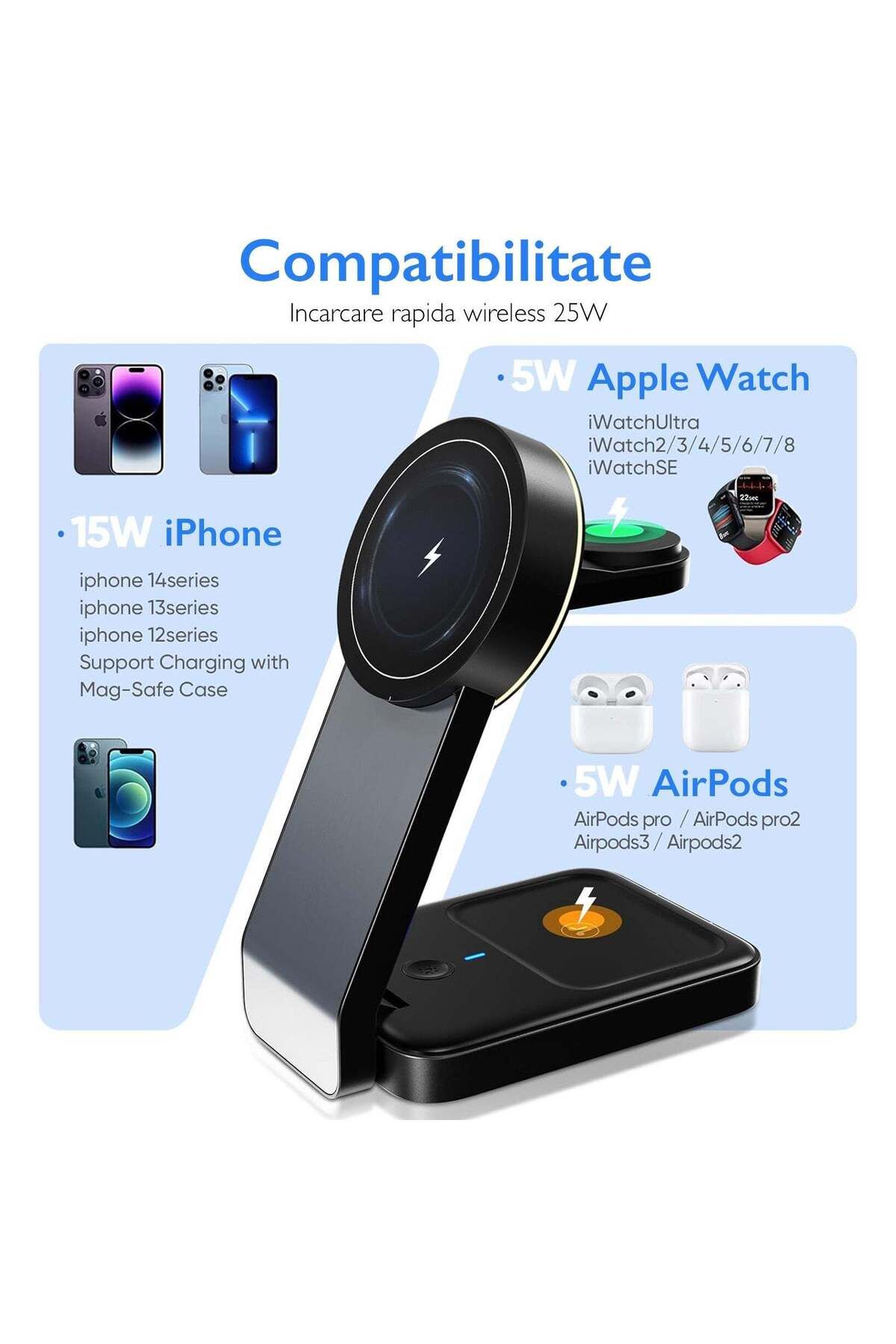 Loowoko-W79 3 in 1 Wireless Charging Station 6
