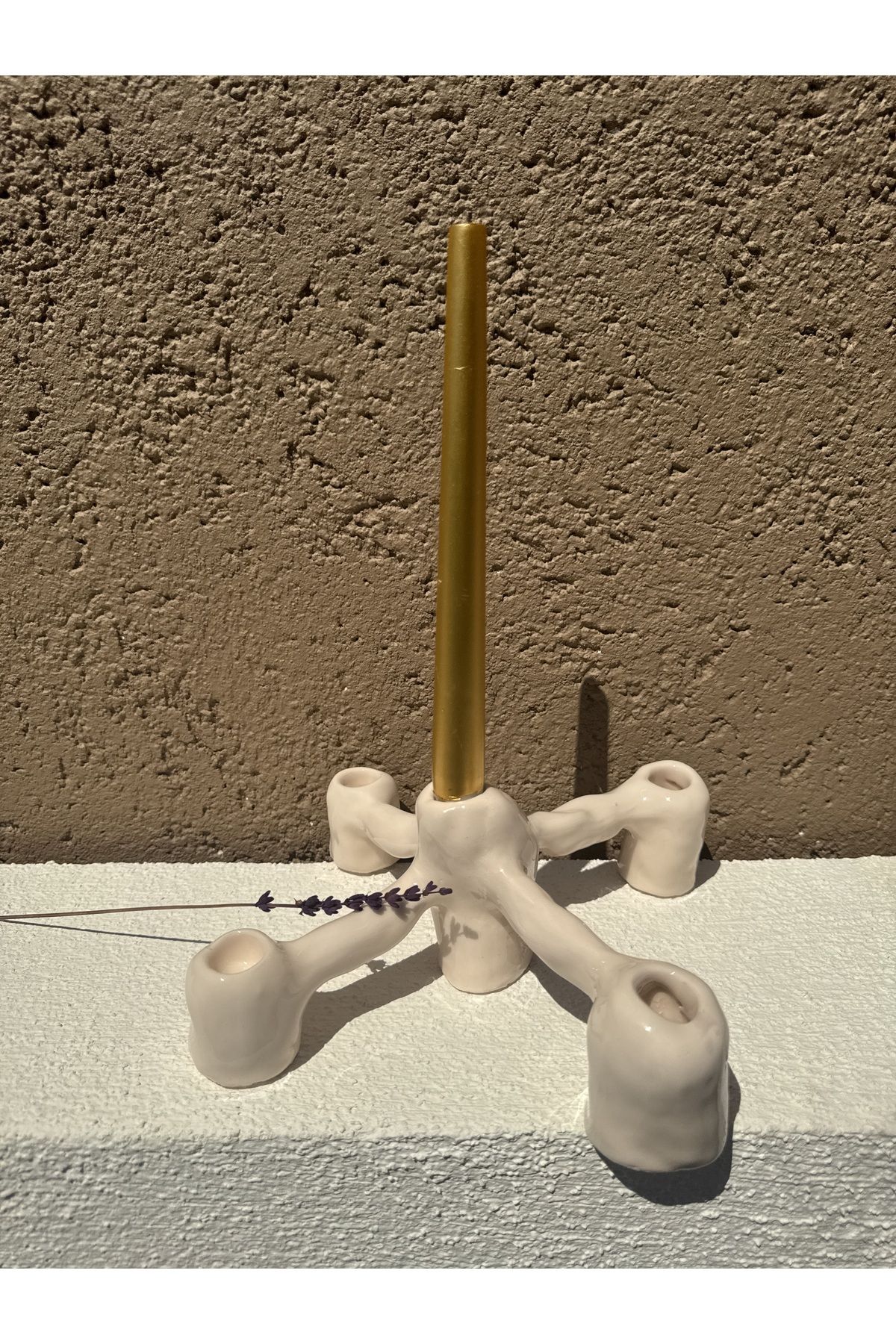 Whitecrow art Spine – El Yapımı Seramik Şamdan (5’li)