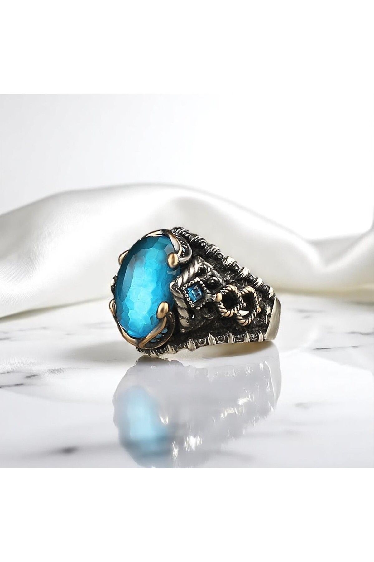 Asteria Jewelry Mavi Zirkon Taşlı Gümüş Yüzük
