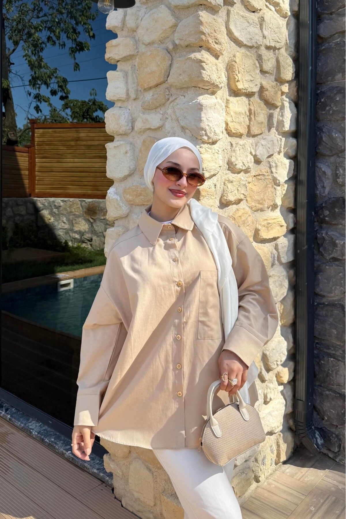 lurex moda Büyük Beden Tek Cepli Gömlek