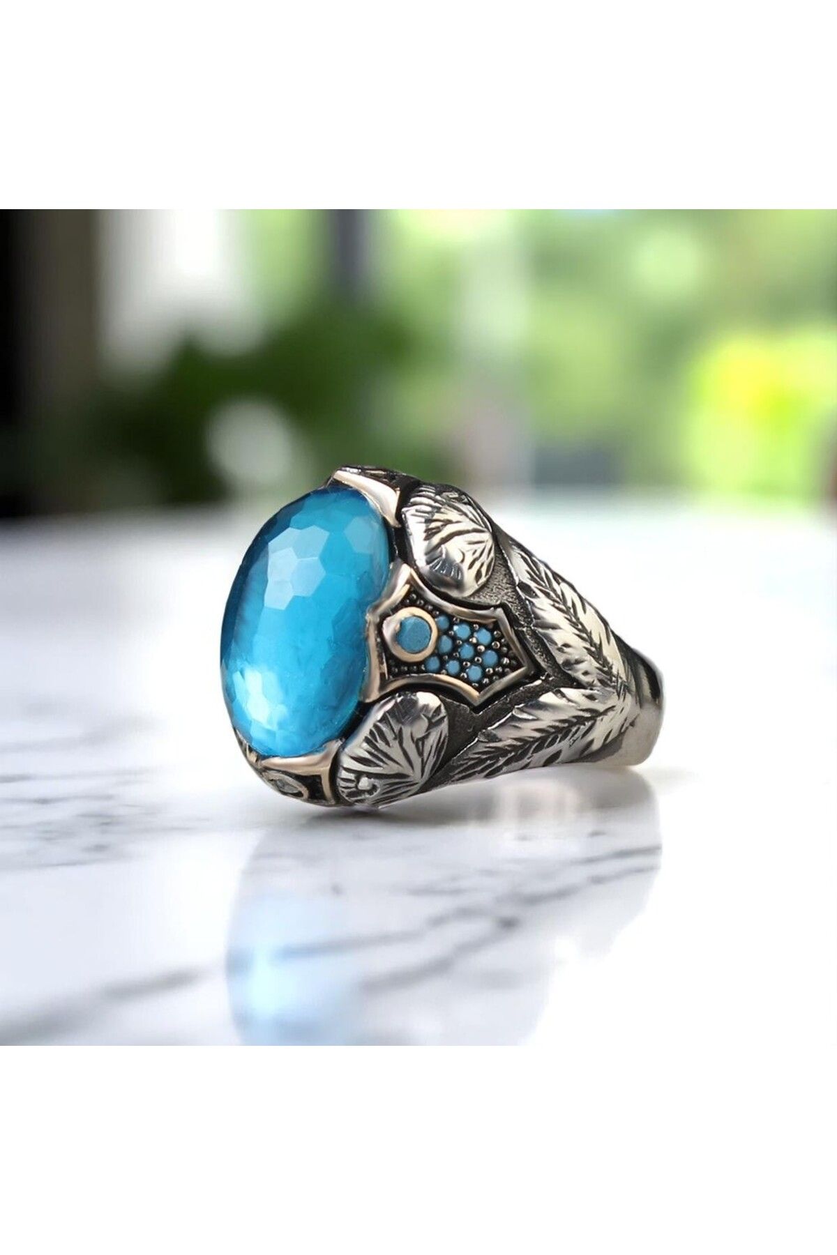 Asteria Jewelry Mavi Zirkon Taşlı Gümüş Yüzük