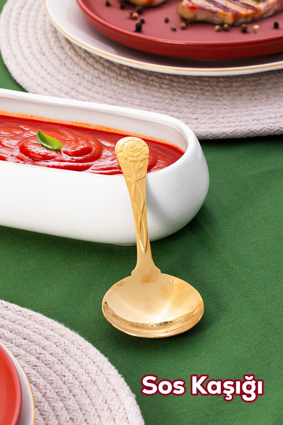 Porsima 5217 Metal Gold Sos Kaşığı-Kaşık 13cm