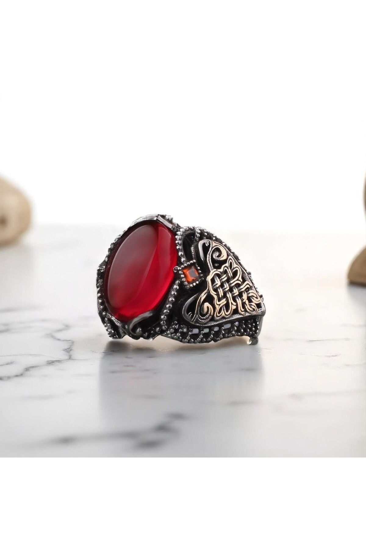 Asteria Jewelry Kırmızı Zirkon Taşlı Gümüş Yüzük