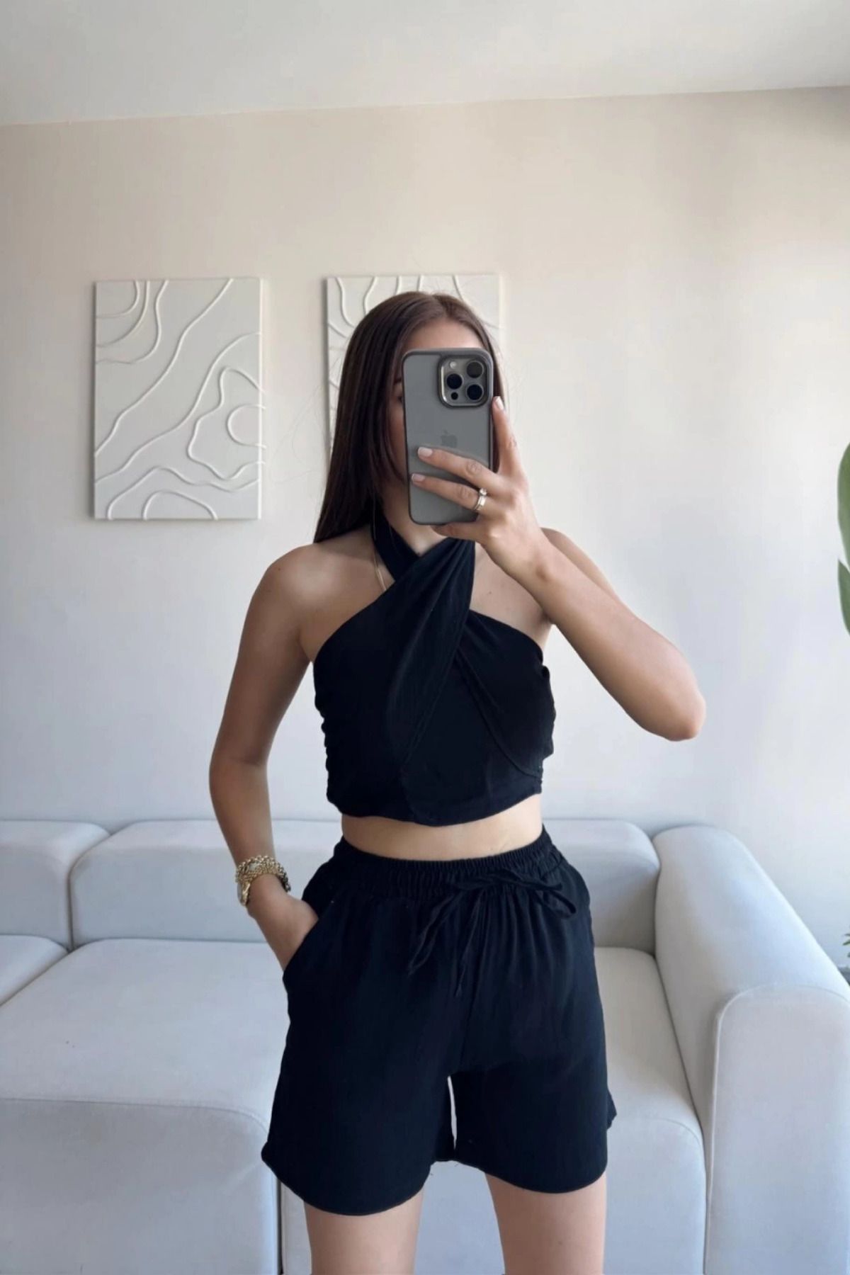 MOZENA Çapraz Bağlama Şortlu İkili Takım