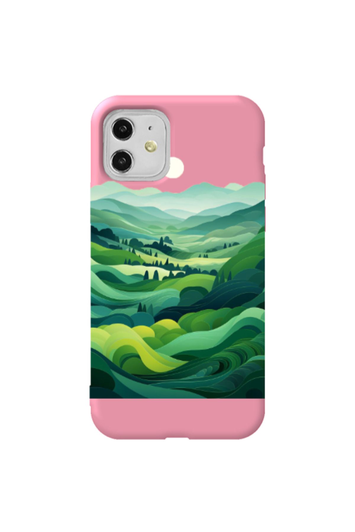 Cach Cach Apple iPhone 11 Yeşil Pembe Renkli Silikon Telefon Kılıfı