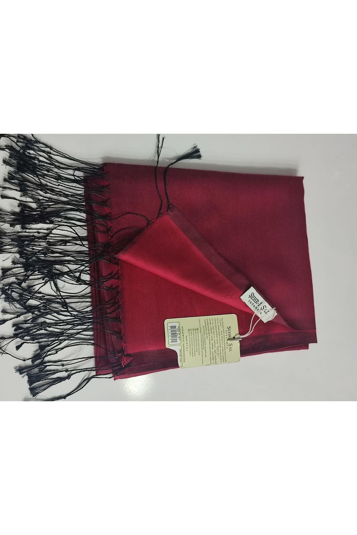 şehri şal MELODİ ŞAL 3472-57 BORDO SİYAH PÜSKÜL