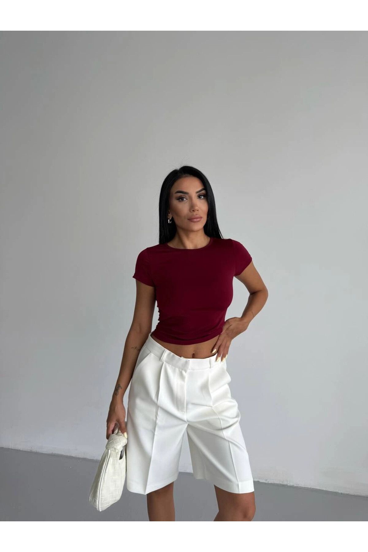 hazelin Kadın Bordo Bisiklet Yaka Sandy Bluz HZL25S-FRY123191