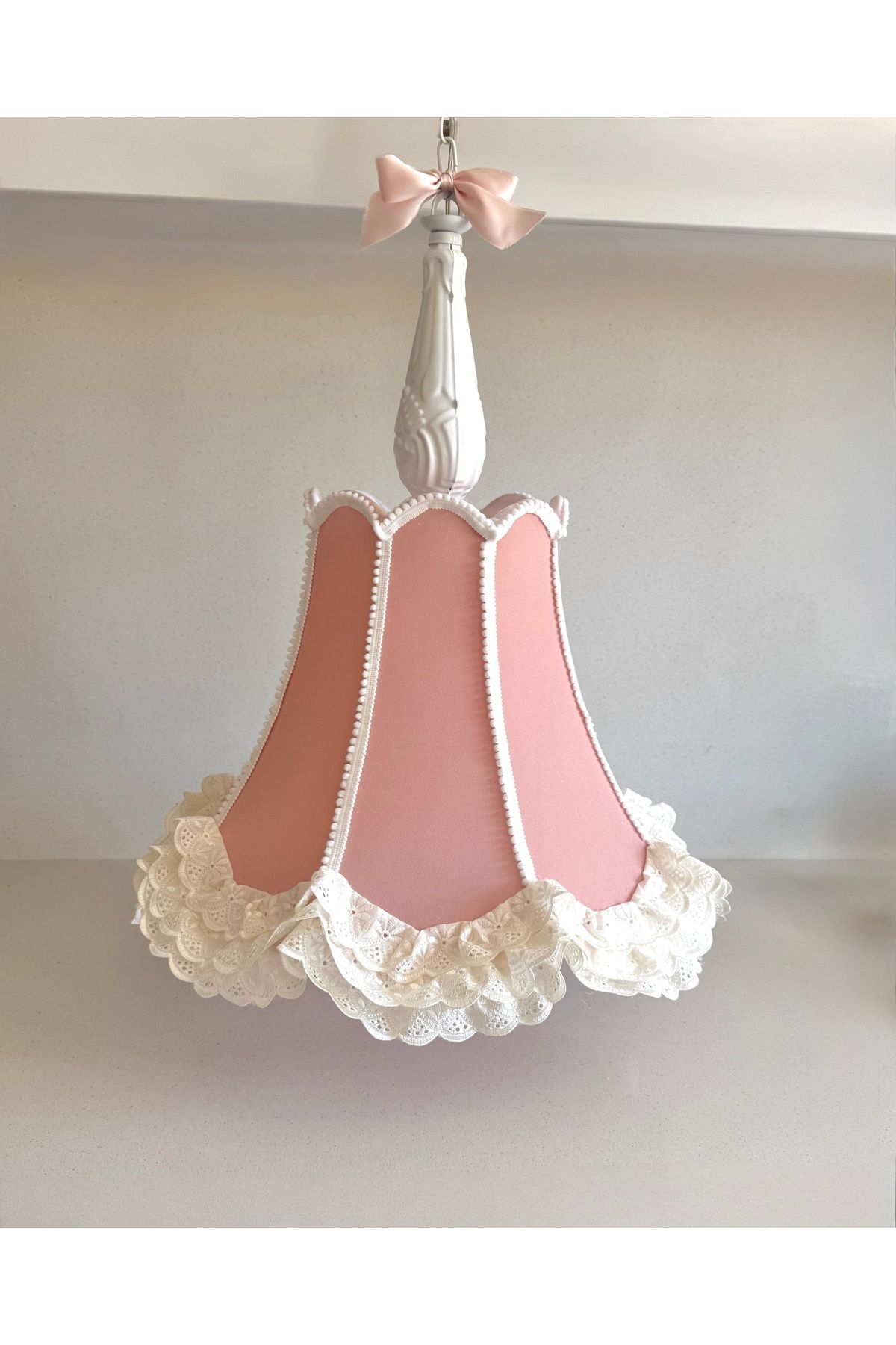 luluavizem sinem semiz Luluavizem Patentli Yıkanabilir Bebek/ çocuk Odası Avize Pembe Ponpon Detaylı Modern