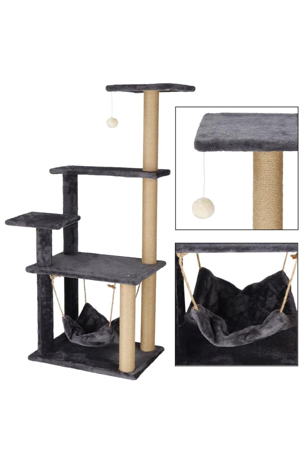 SERSIMO-Cat play set, with scratching post, hammock, ball, 121cm, graphite 6