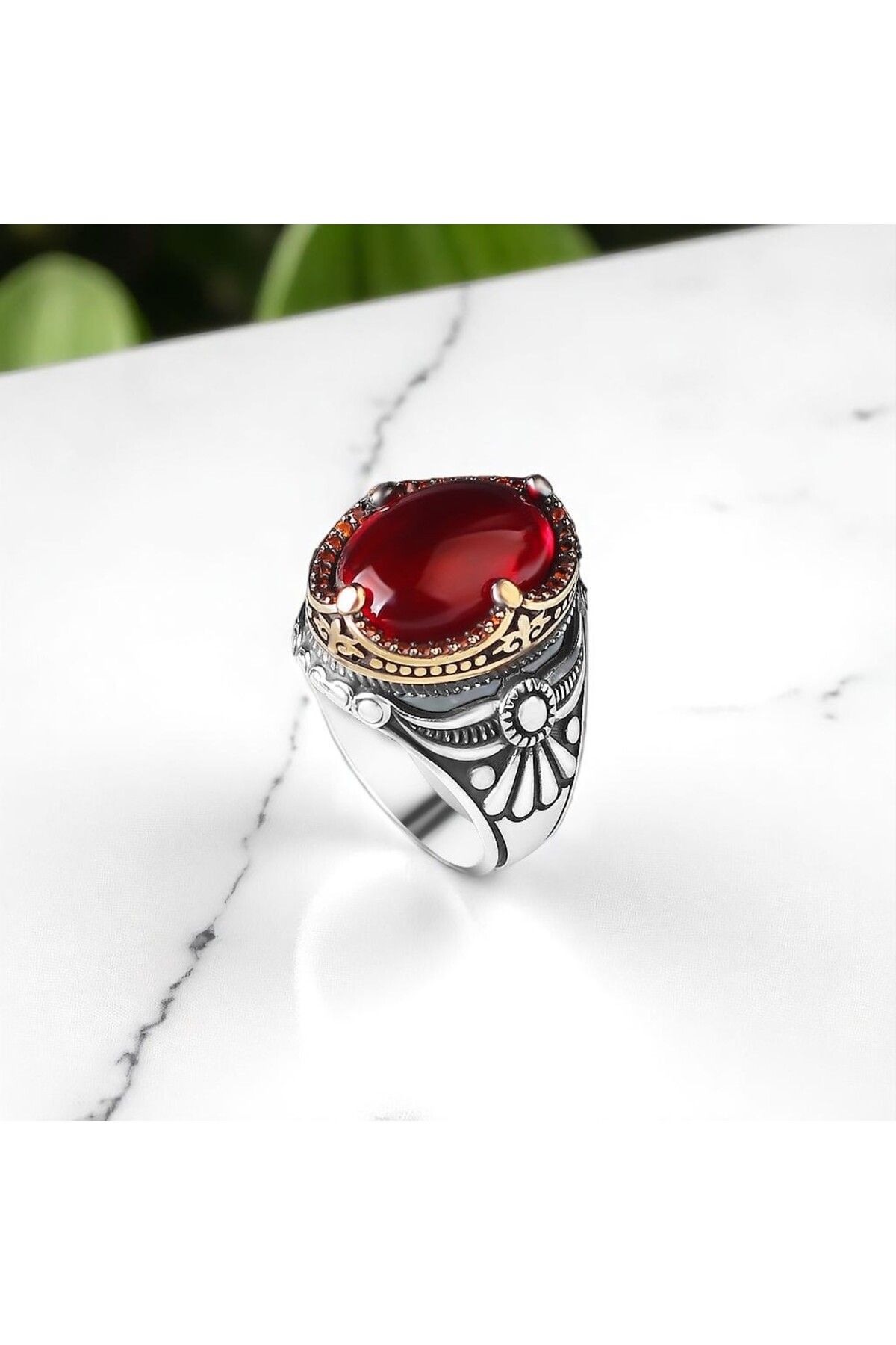 Asteria Jewelry Kırmızı Zirkon Taşlı Gümüş Yüzük