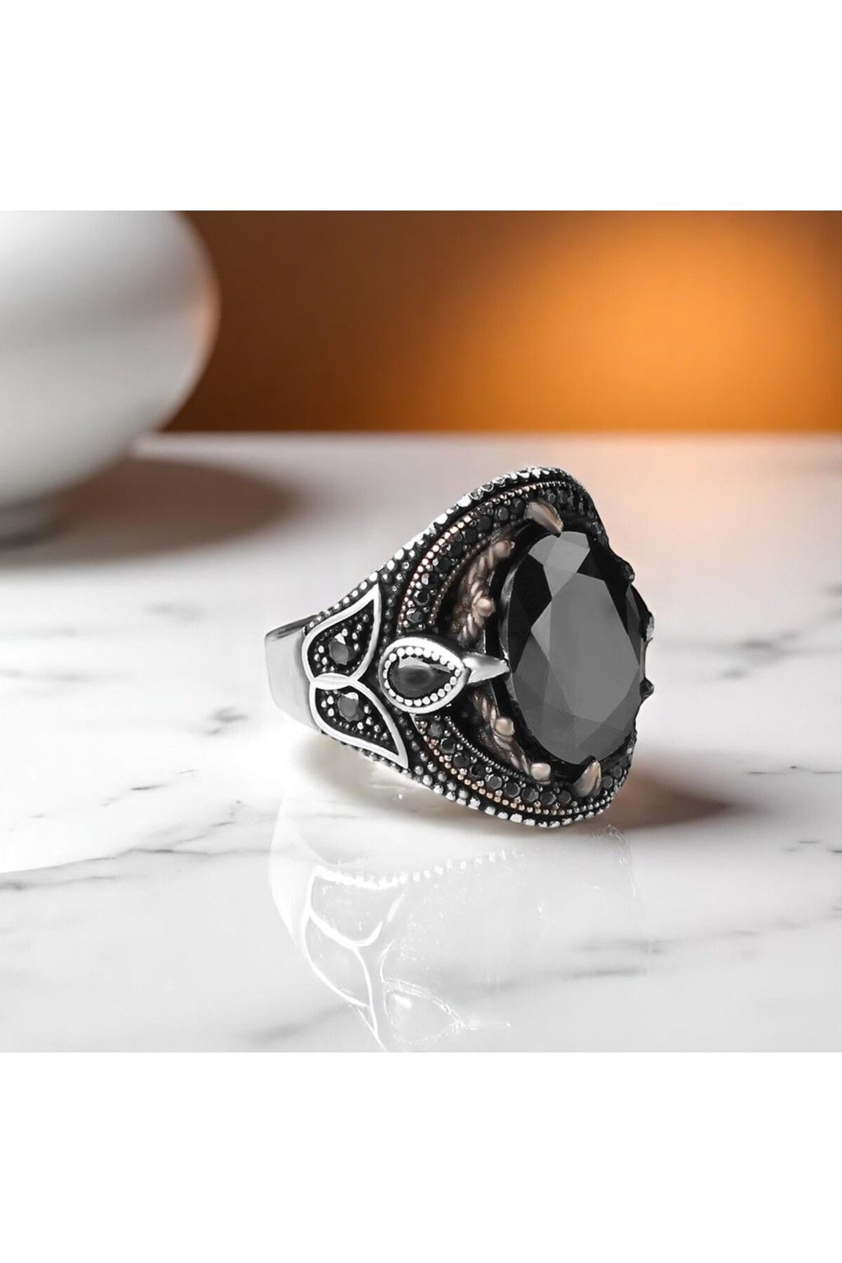 Asteria Jewelry Siyah Zirkon Taşlı Gümüş Yüzük