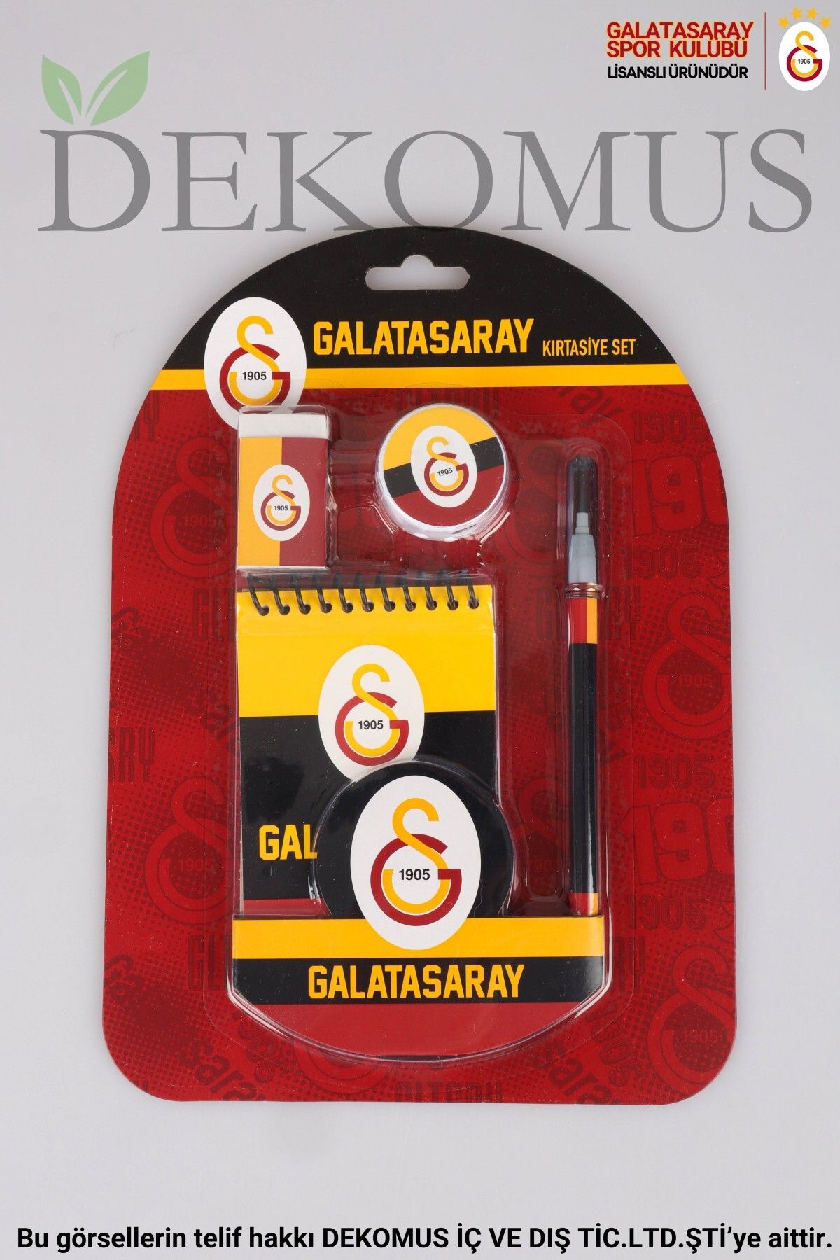 Galatasaray DEKOMUS İLE YENİ SEZON LİSANSLI GALATASARAY 4'LÜ KIRTASİYE SETİ NOT DEFTERİ, SİLGİ,KALEMTRAŞ,GEÇMELİ