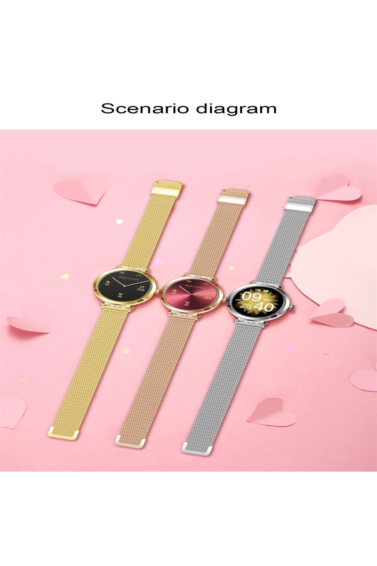ideal STORE-Ceas SmartWatch Lady's Diamond idealStore, Dimensiune Ecran 1.9", Rezistent la Apa, Bluetooth, Monit 4