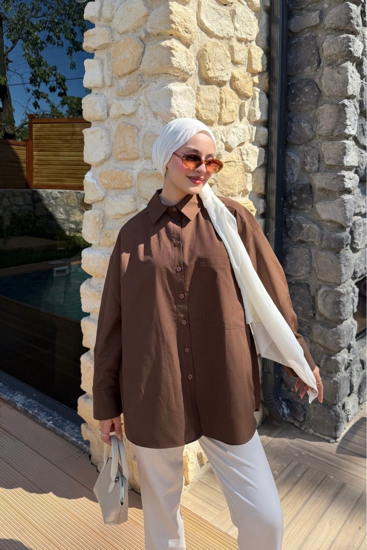 lurex moda Büyük Beden Tek Cepli Gömlek