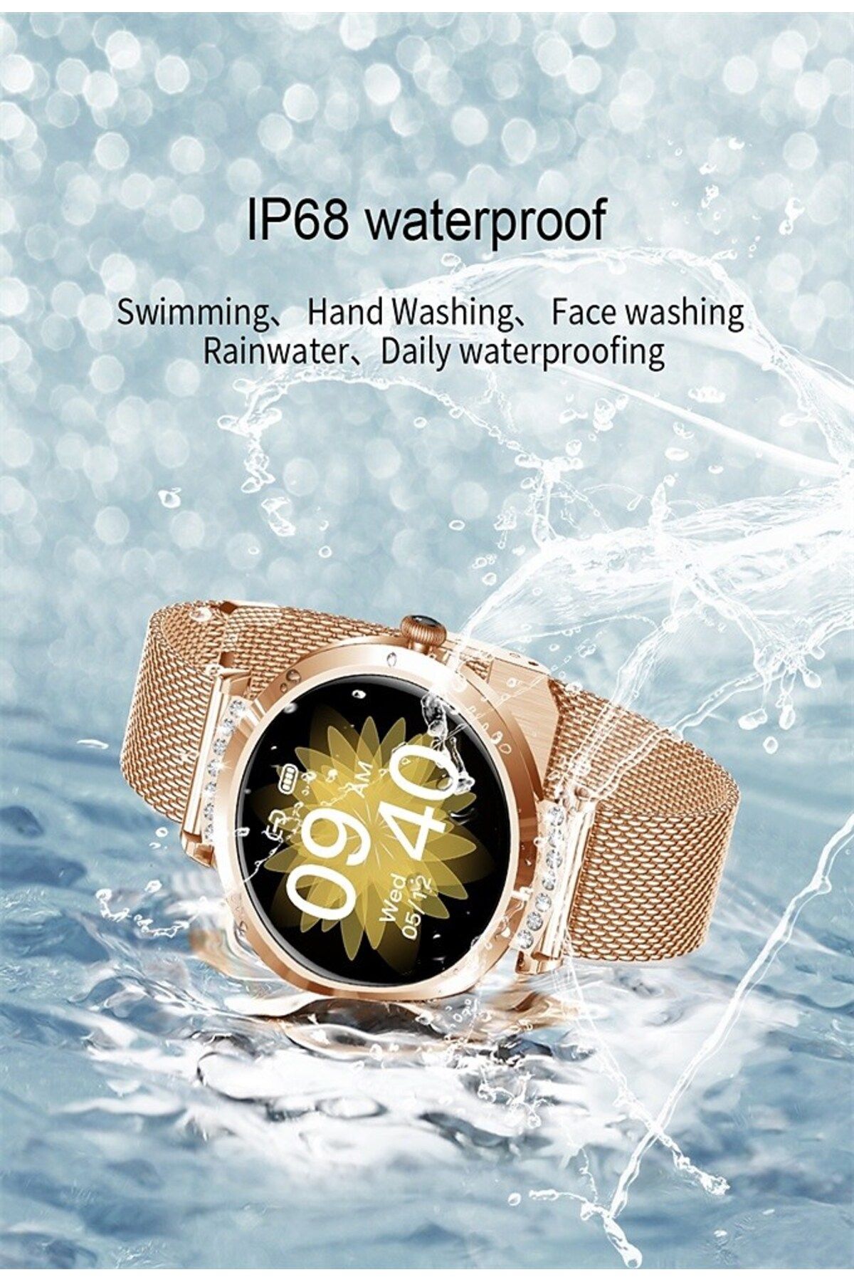 ideal STORE-Ceas SmartWatch Lady's Diamond idealStore, Dimensiune Ecran 1.9", Rezistent la Apa, Bluetooth, Monit 7