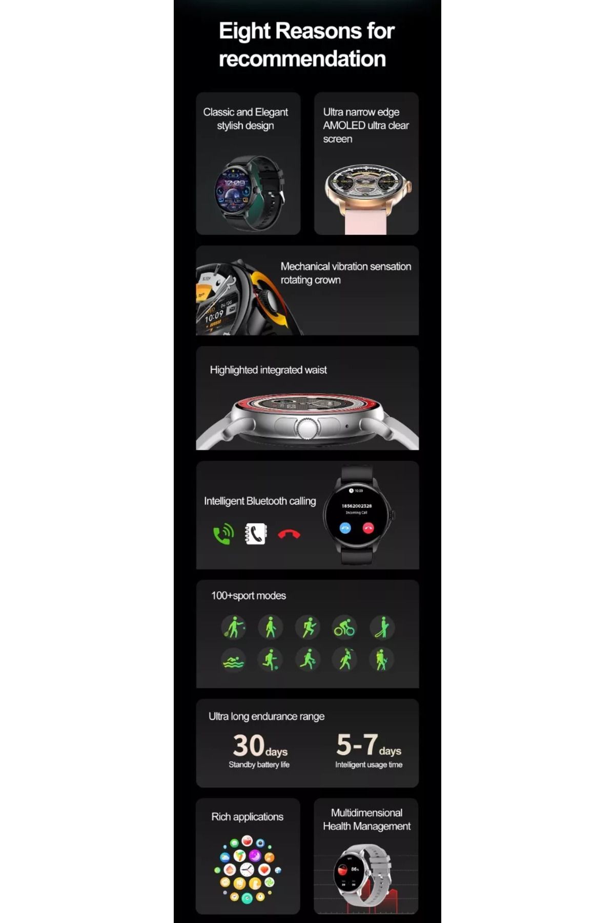 ideal STORE-idealSTORE STMone Smartwatch, Bluetooth Call, Voice Assistant, AMOLED Screen, 100+ Sports Modes, 6