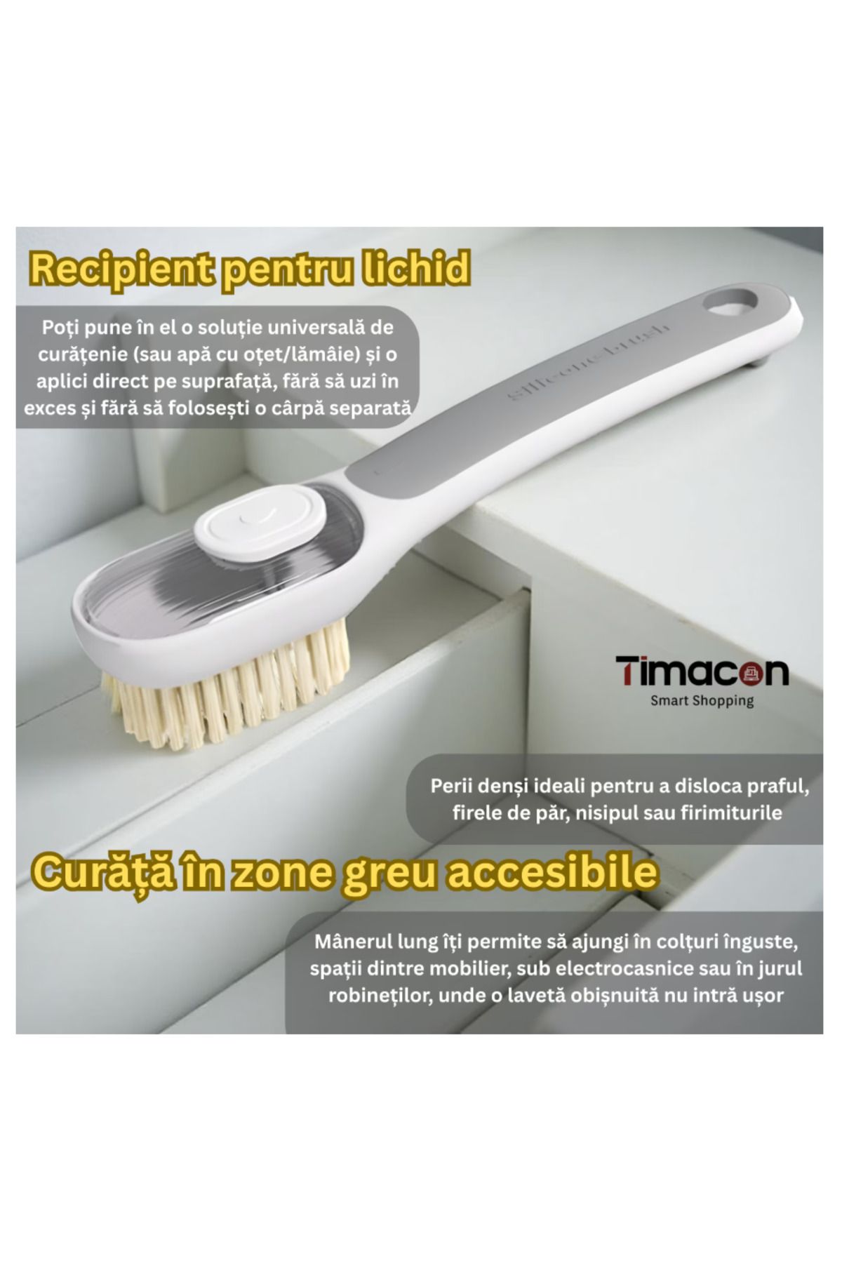 Tim-2 in 1 Multifunctional Brush, Timacon, Dense/Suede Brush, with Liquid Container, Gray 4