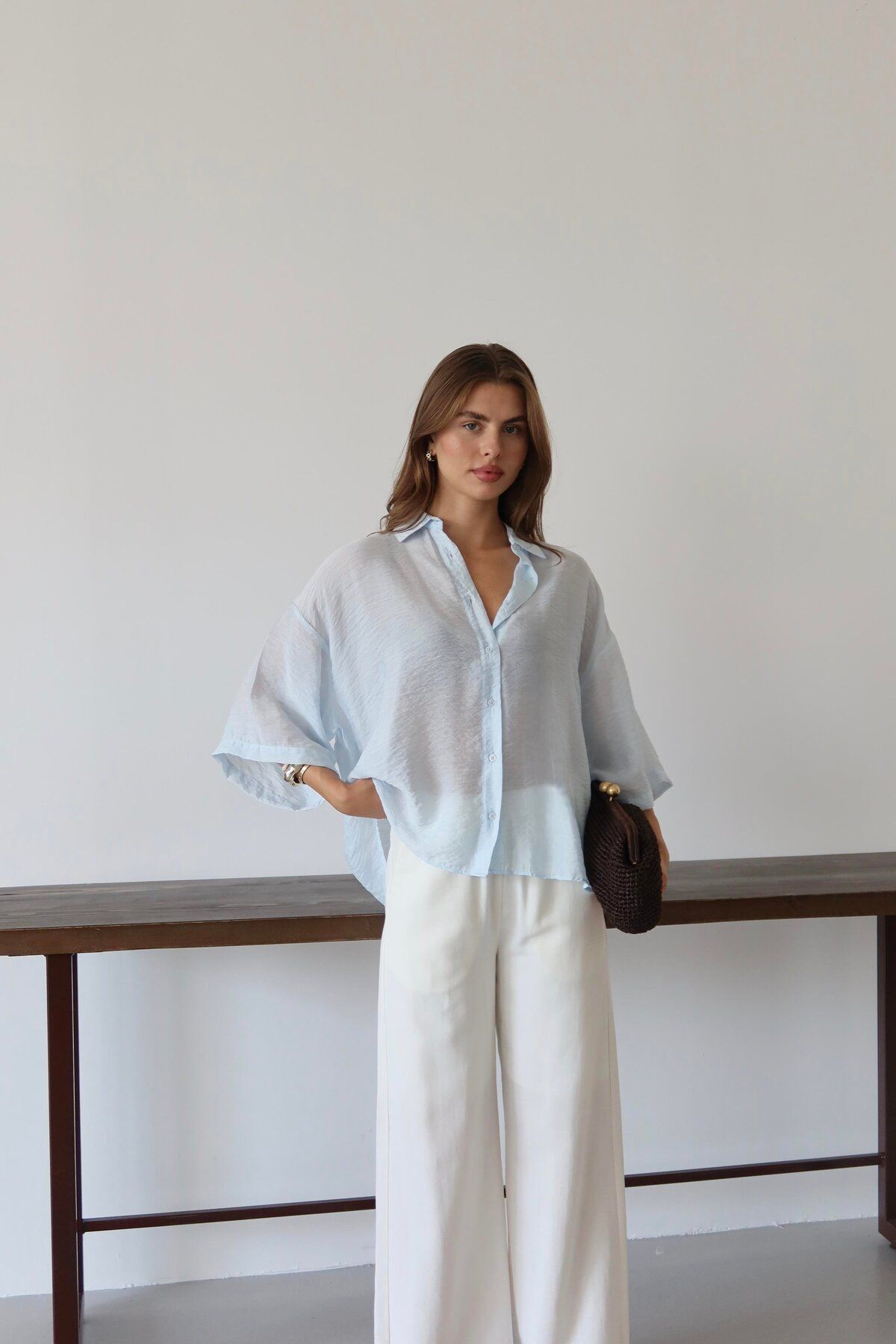 FATOŞ BUTİİK Oversize Transparan Kadın Gömlek