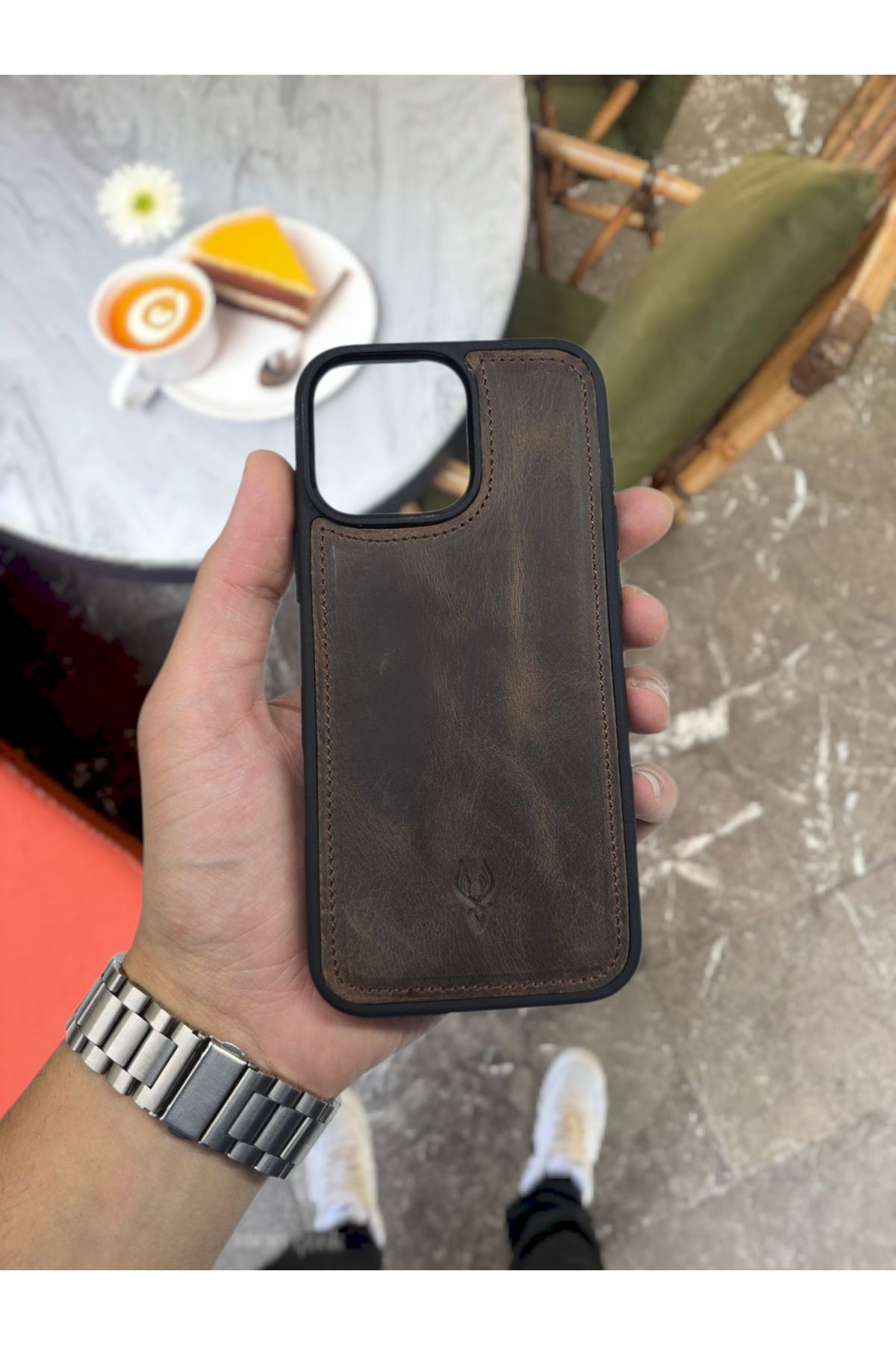 VİSSO Hakiki GERÇEK Deri İPHONE Telefon Kılıfı Kişiye Özel İsim Baskılı İPHONE 15 PRO Uyumlu
